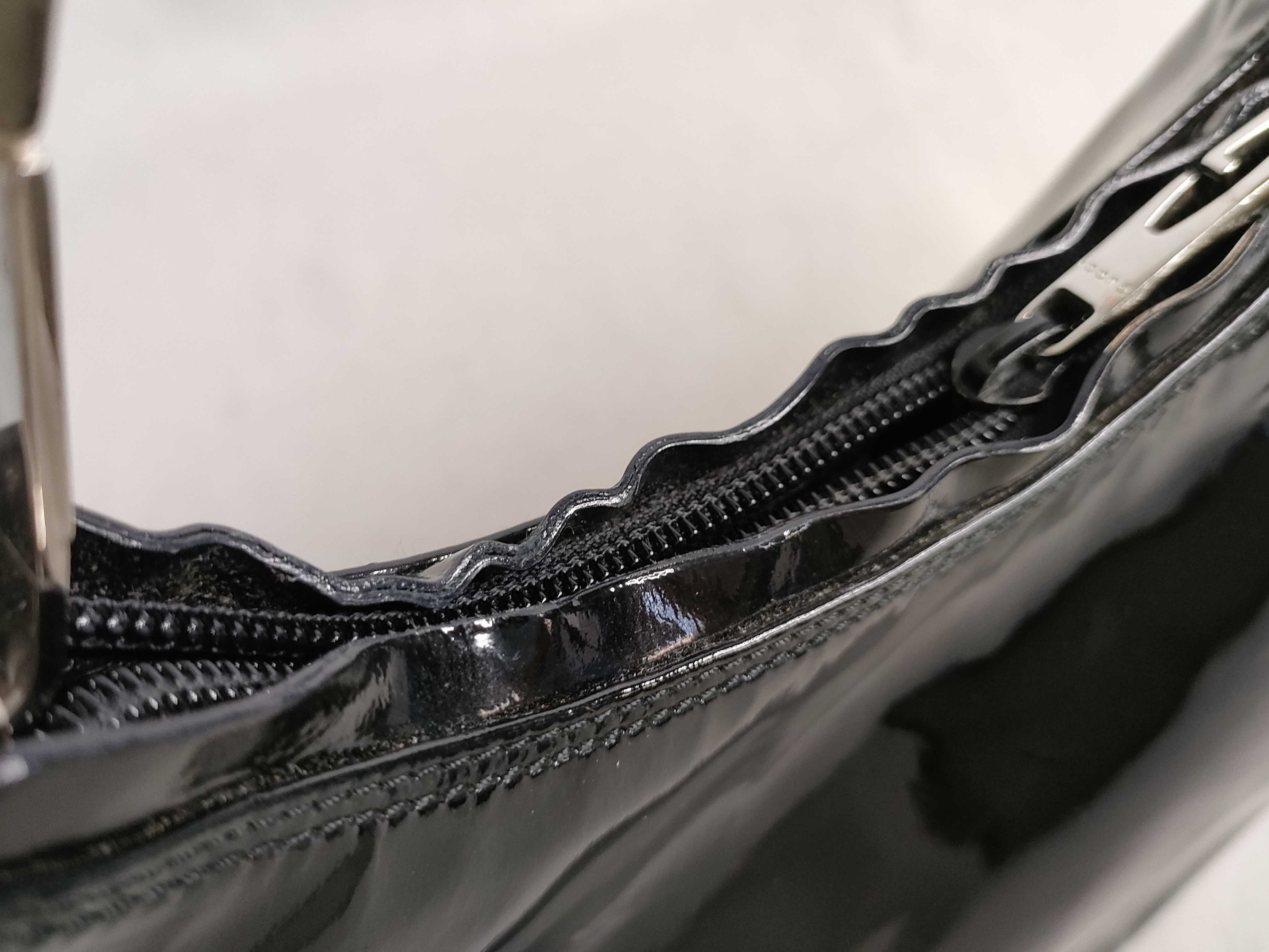 accessory pouch, enamel, black handbag — view 14