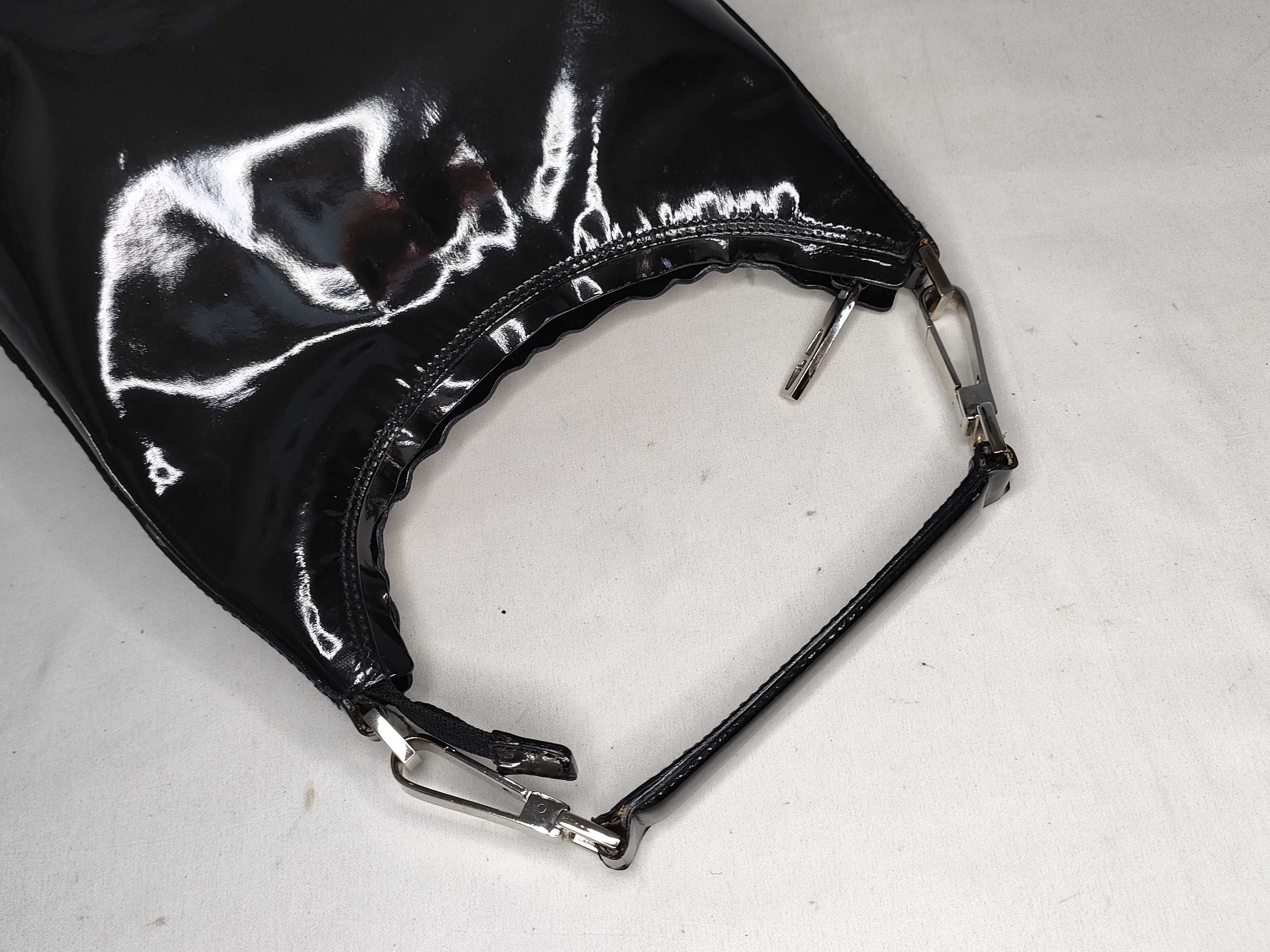 accessory pouch, enamel, black handbag — view 3