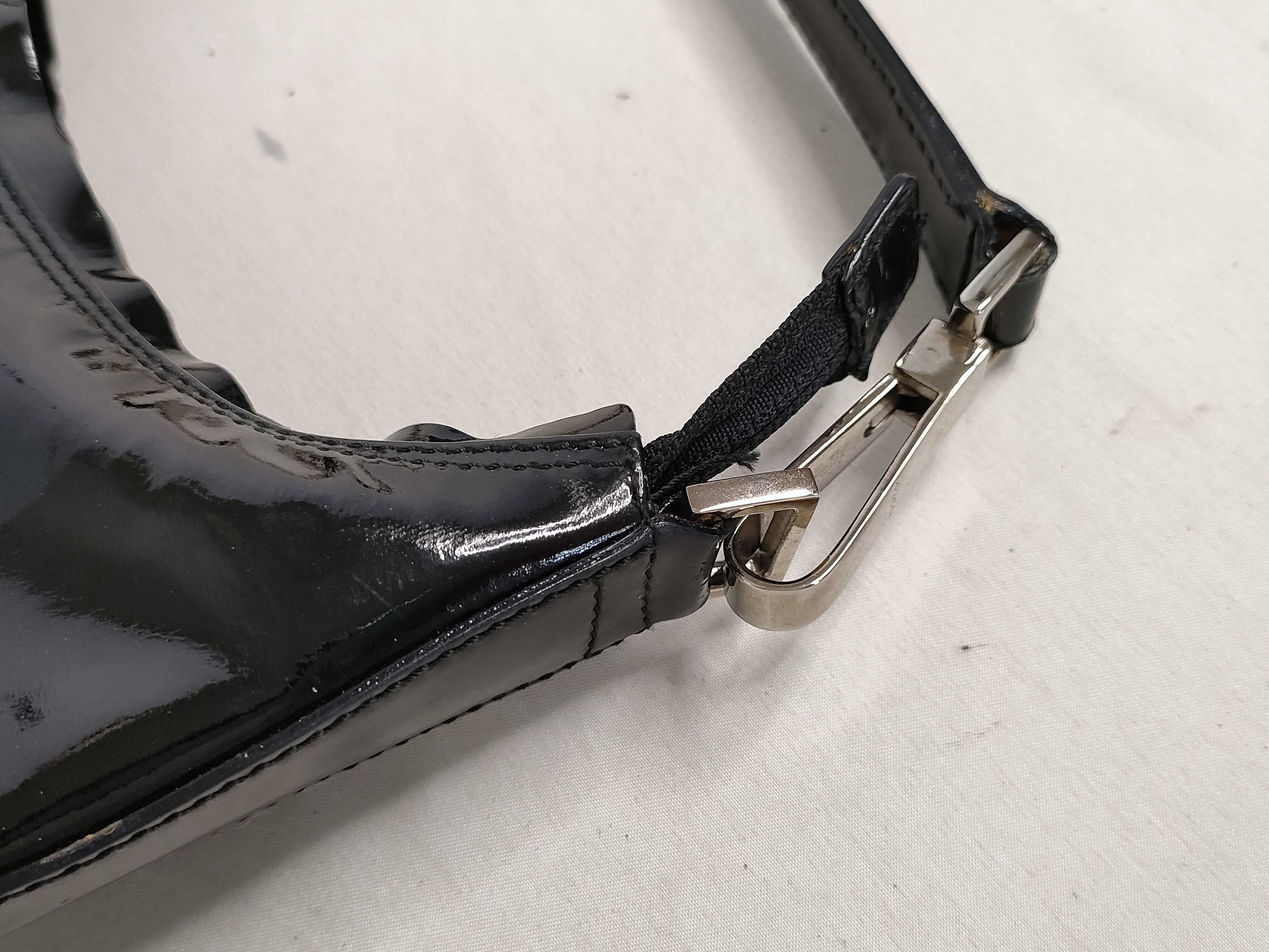 accessory pouch, enamel, black handbag — view 5