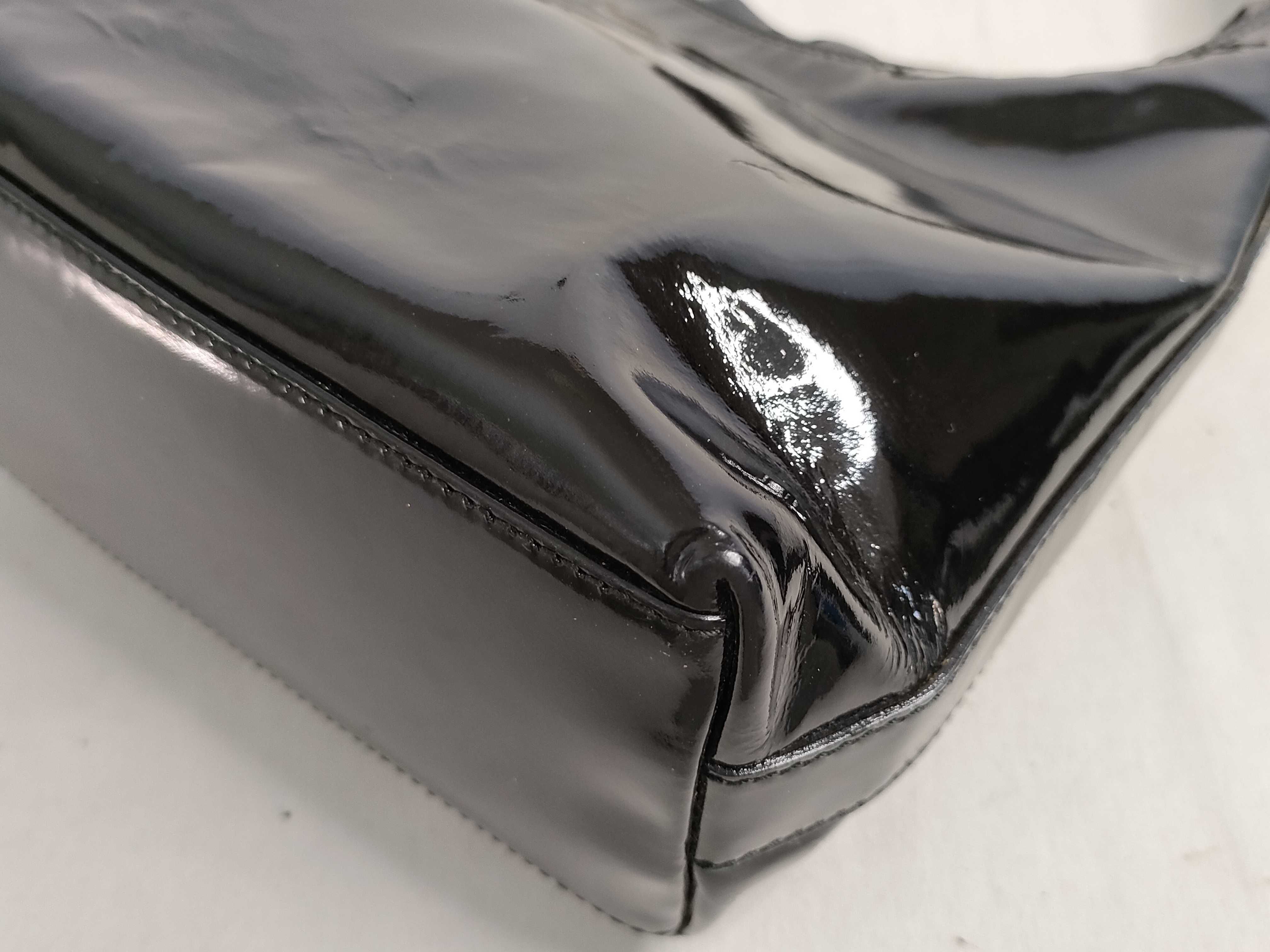 accessory pouch, enamel, black handbag — view 6