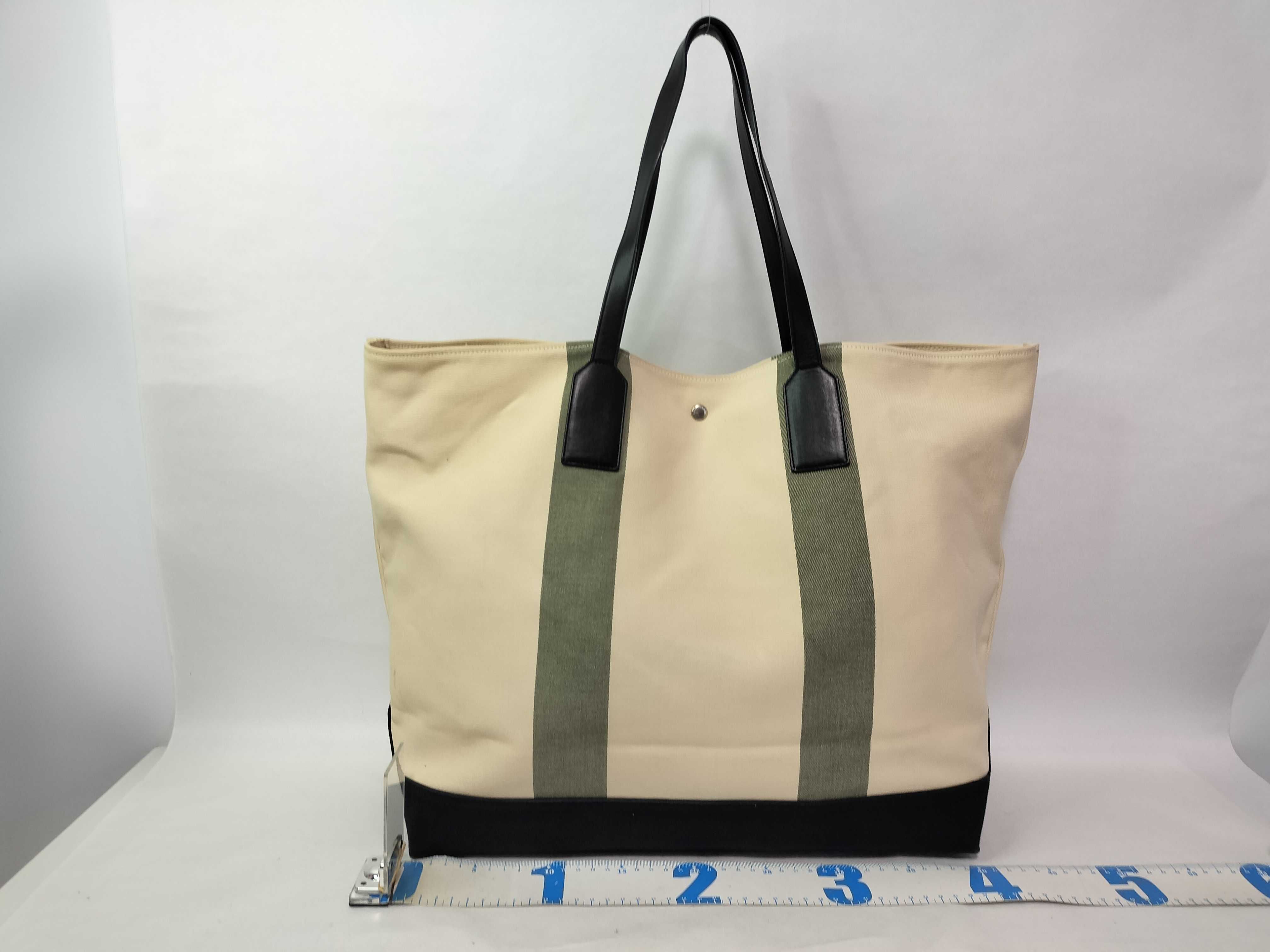 413054 GPD1E Canvas Beach Shopping East-West Tote Bag Beige Black with Keyring and Dust Bag — view 2
