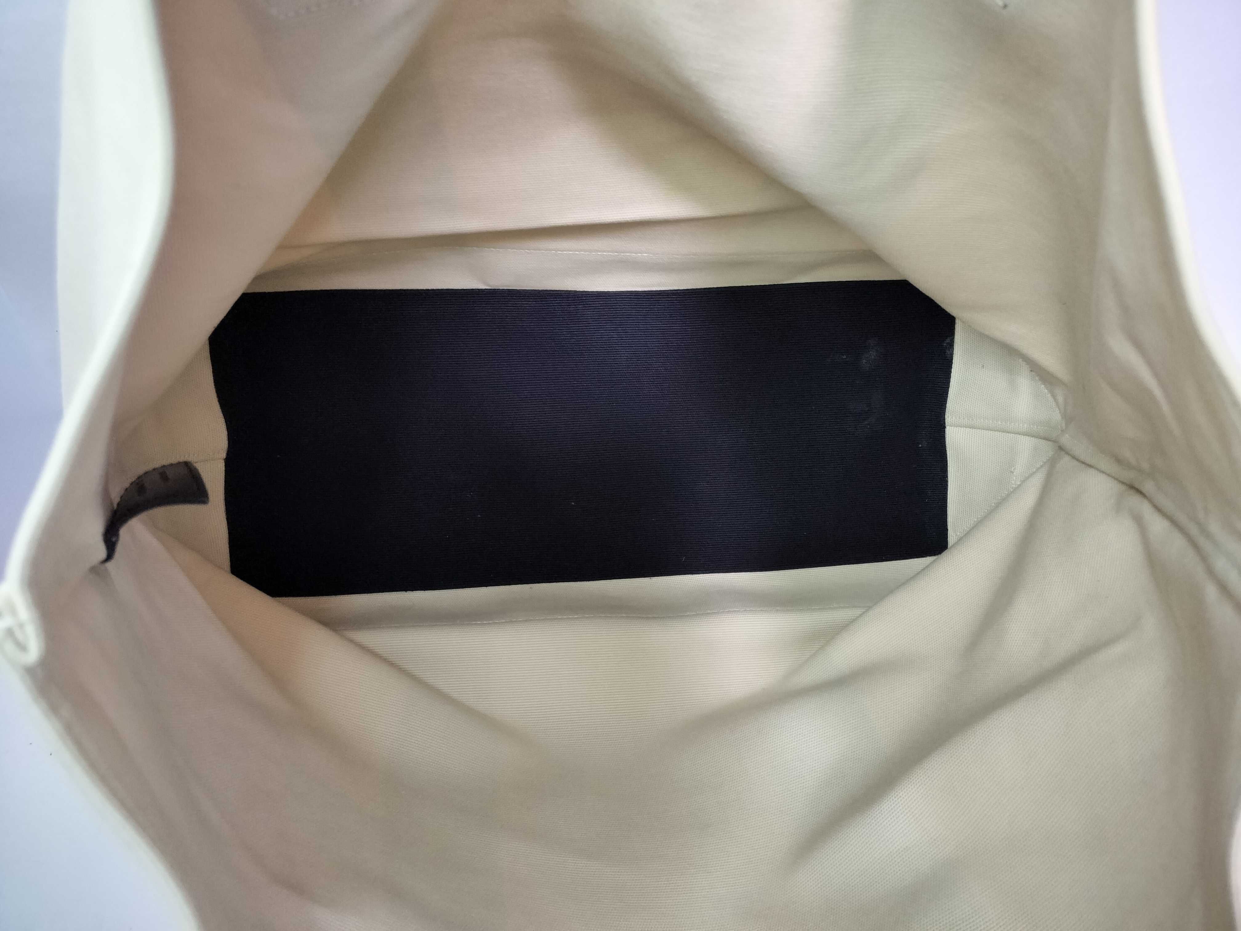 413054 GPD1E Canvas Beach Shopping East-West Tote Bag Beige Black with Keyring and Dust Bag — view 13