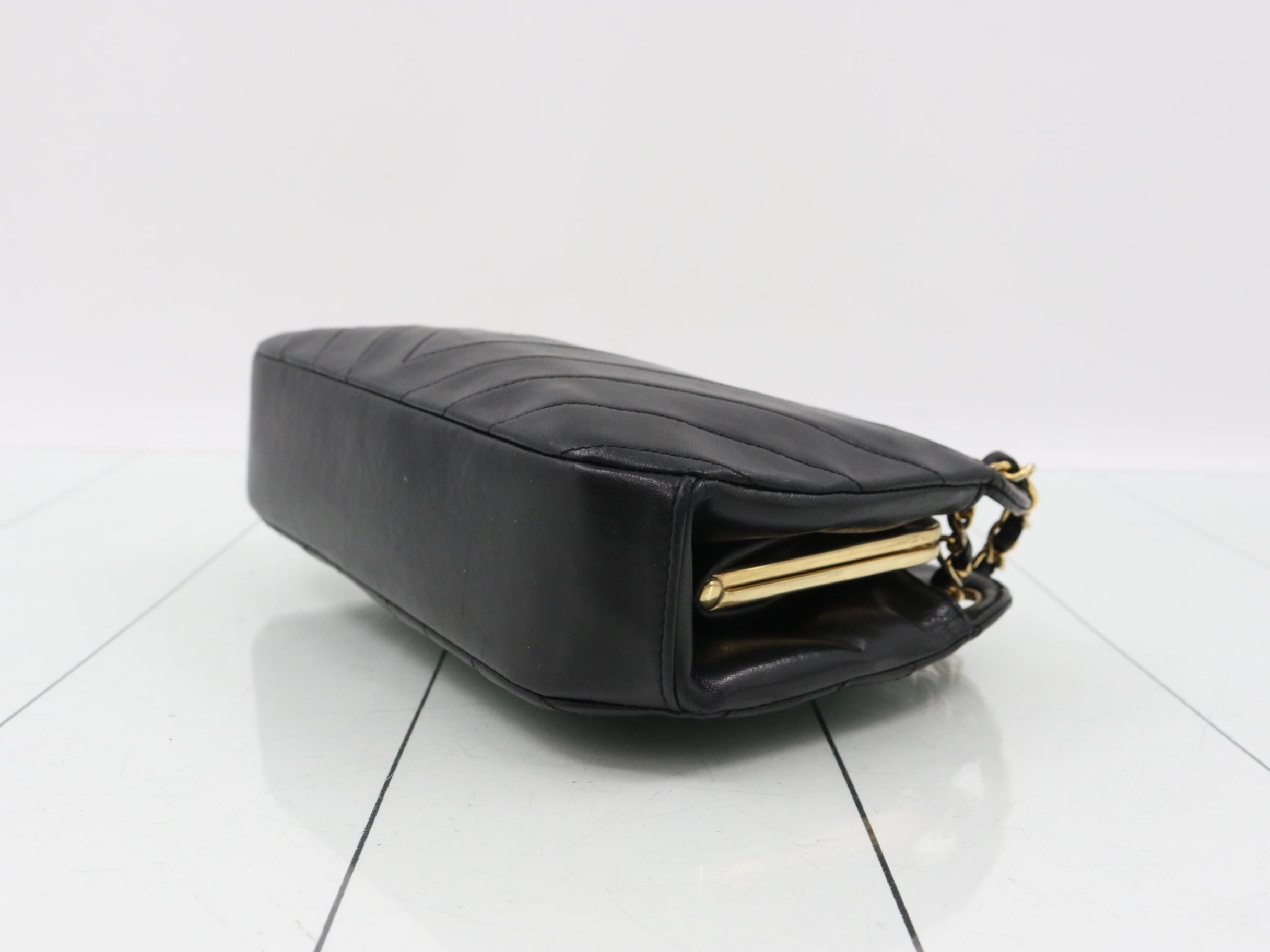 V-stitch lambskin chain shoulder bag — view 6