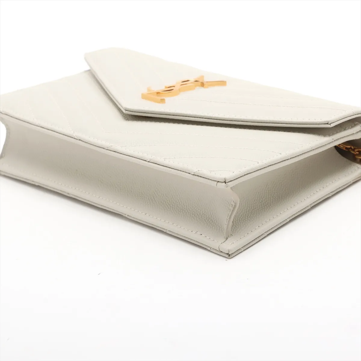 Envelope Leather Chain Wallet White 695108 — view 3