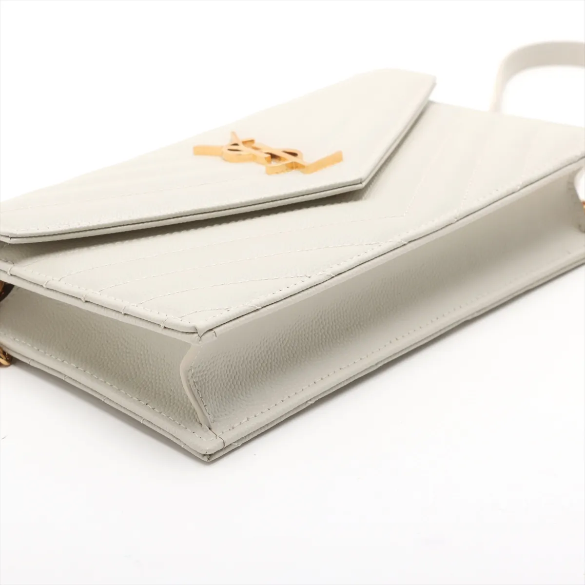 Envelope Leather Chain Wallet White 695108 — view 4