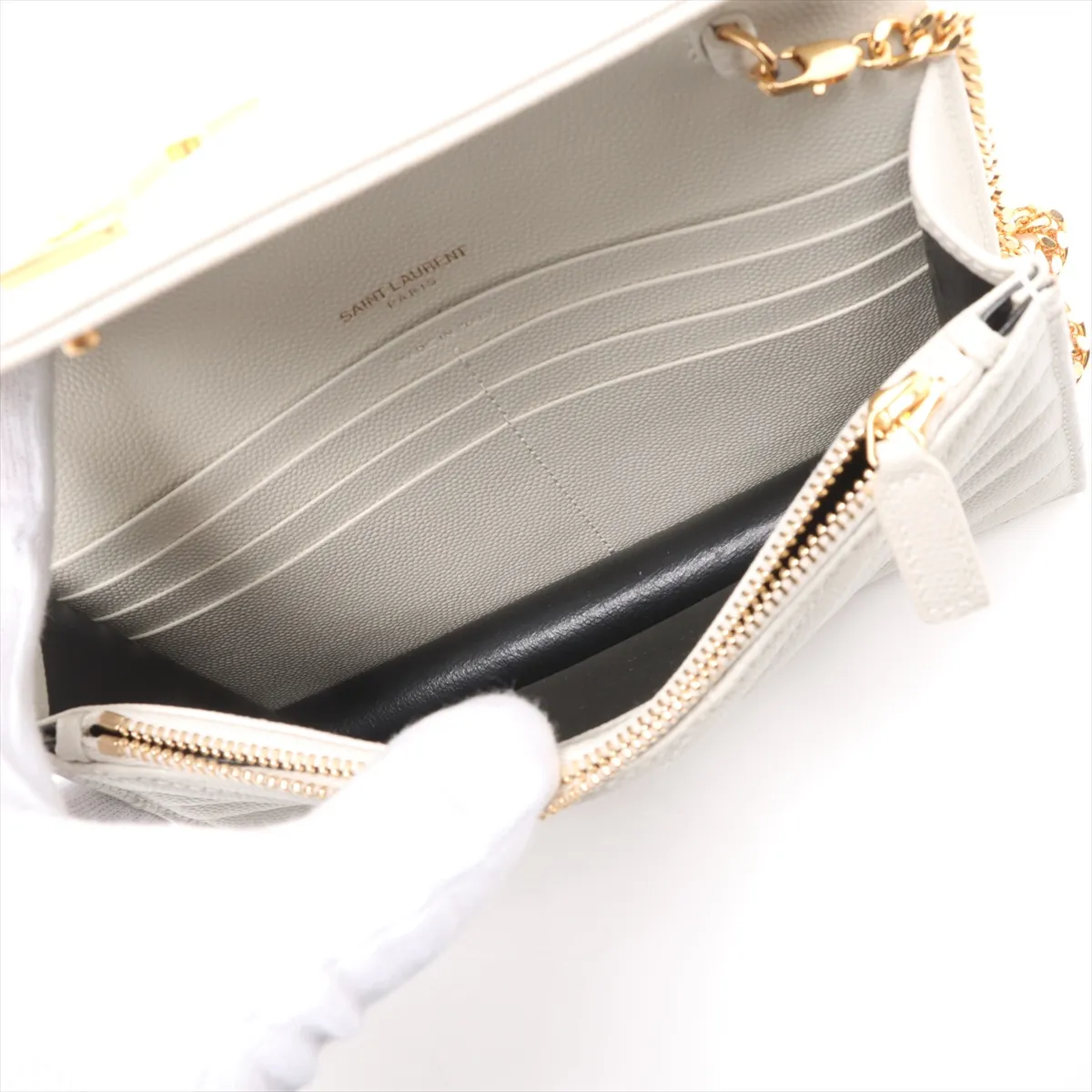 Envelope Leather Chain Wallet White 695108 — view 6
