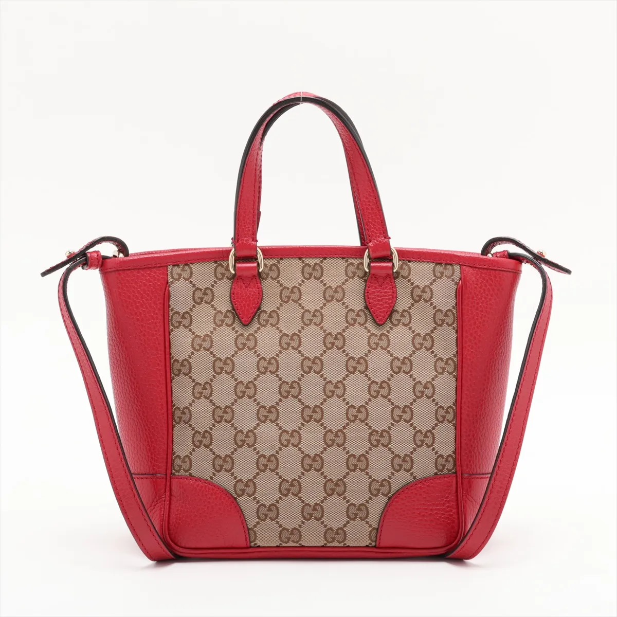 GG Canvas 449241 Canvas x Leather 2-Way Handbag Beige x Red Outlet — view 2