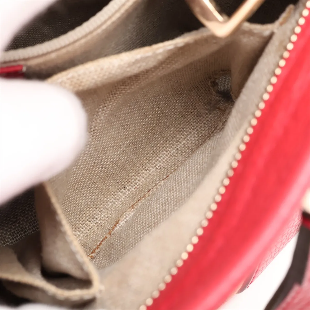 GG Canvas 449241 Canvas x Leather 2-Way Handbag Beige x Red Outlet — view 11