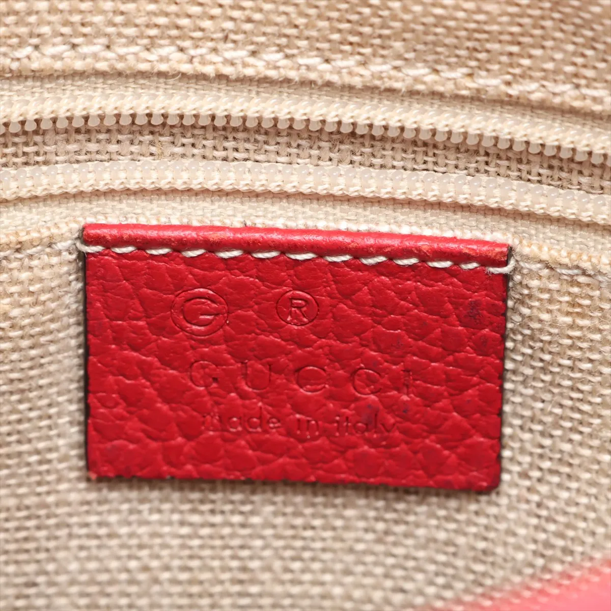 GG Canvas 449241 Canvas x Leather 2-Way Handbag Beige x Red Outlet — view 12
