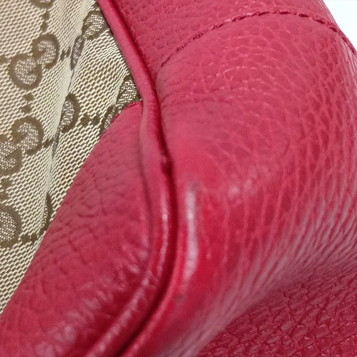GG Canvas 449241 Canvas x Leather 2-Way Handbag Beige x Red Outlet — view 15