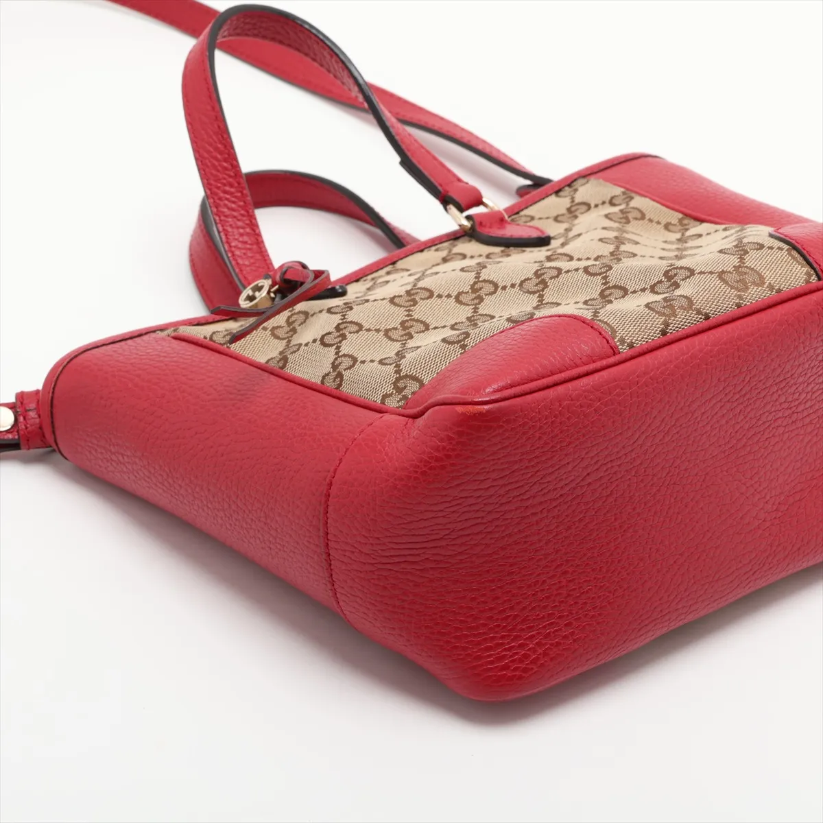 GG Canvas 449241 Canvas x Leather 2-Way Handbag Beige x Red Outlet — view 4