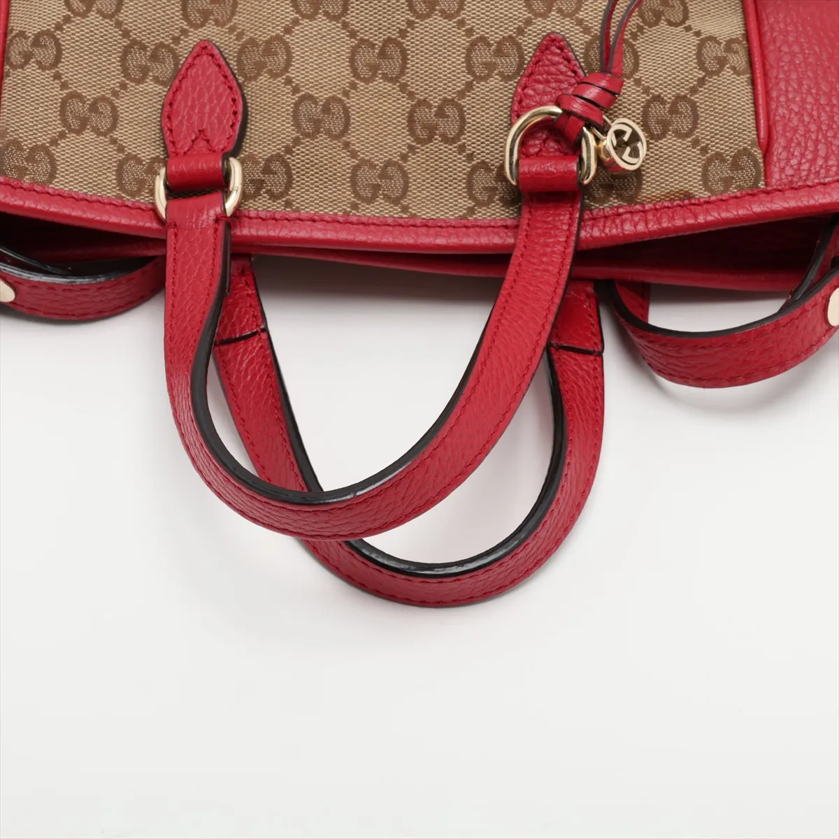 GG Canvas 449241 Canvas x Leather 2-Way Handbag Beige x Red Outlet — view 5