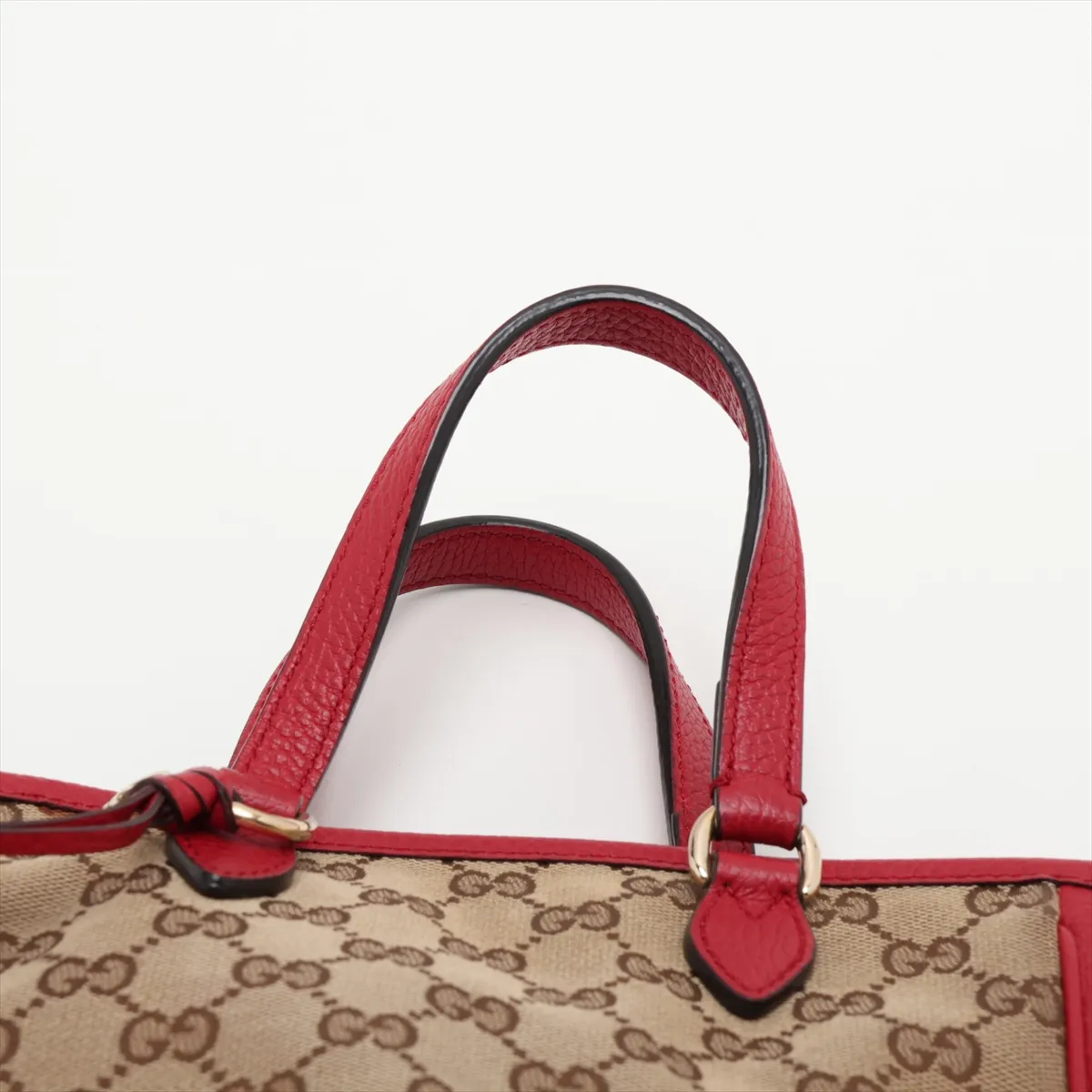 GG Canvas 449241 Canvas x Leather 2-Way Handbag Beige x Red Outlet — view 6