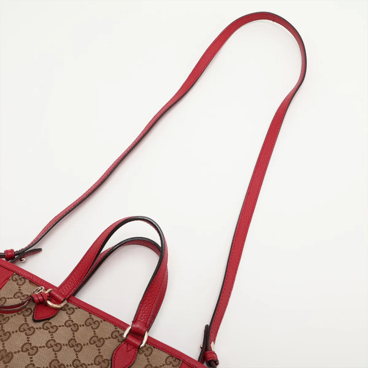 GG Canvas 449241 Canvas x Leather 2-Way Handbag Beige x Red Outlet — view 7