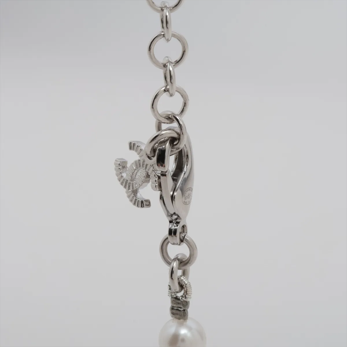 Coco Mark B25C Necklace, Metal x Faux Pearl, Silver, — view 3