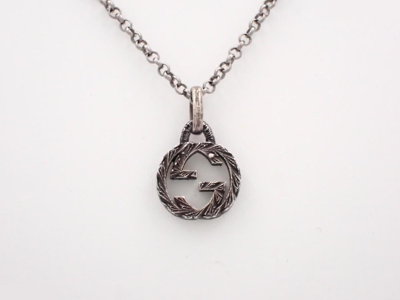 Interlocking G Arabesque Sterling Silver 925 Necklace / 7.4g - Gucci