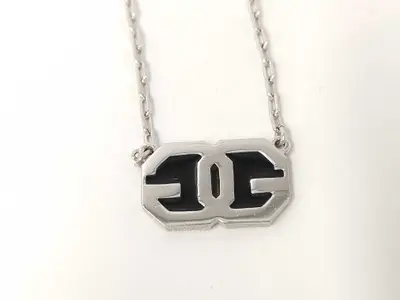 GG Logo Black Silver Necklace