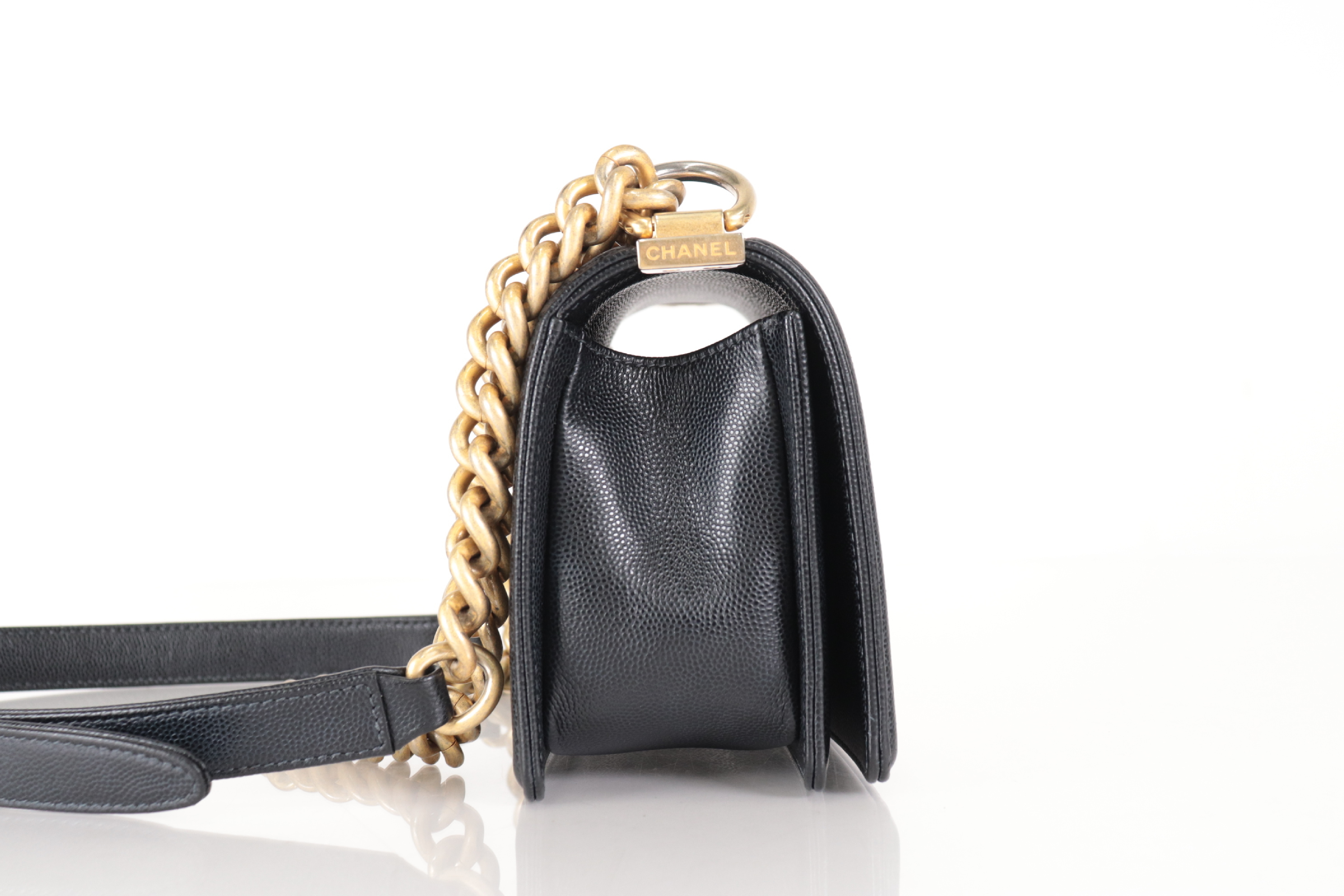 Boy Chanel Caviar Chain Shoulder Bag (Serial Number 31) — view 4