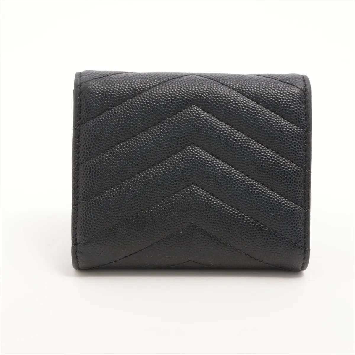 V-stitch YSL logo GNC692061 Leather Compact Wallet Black — view 2