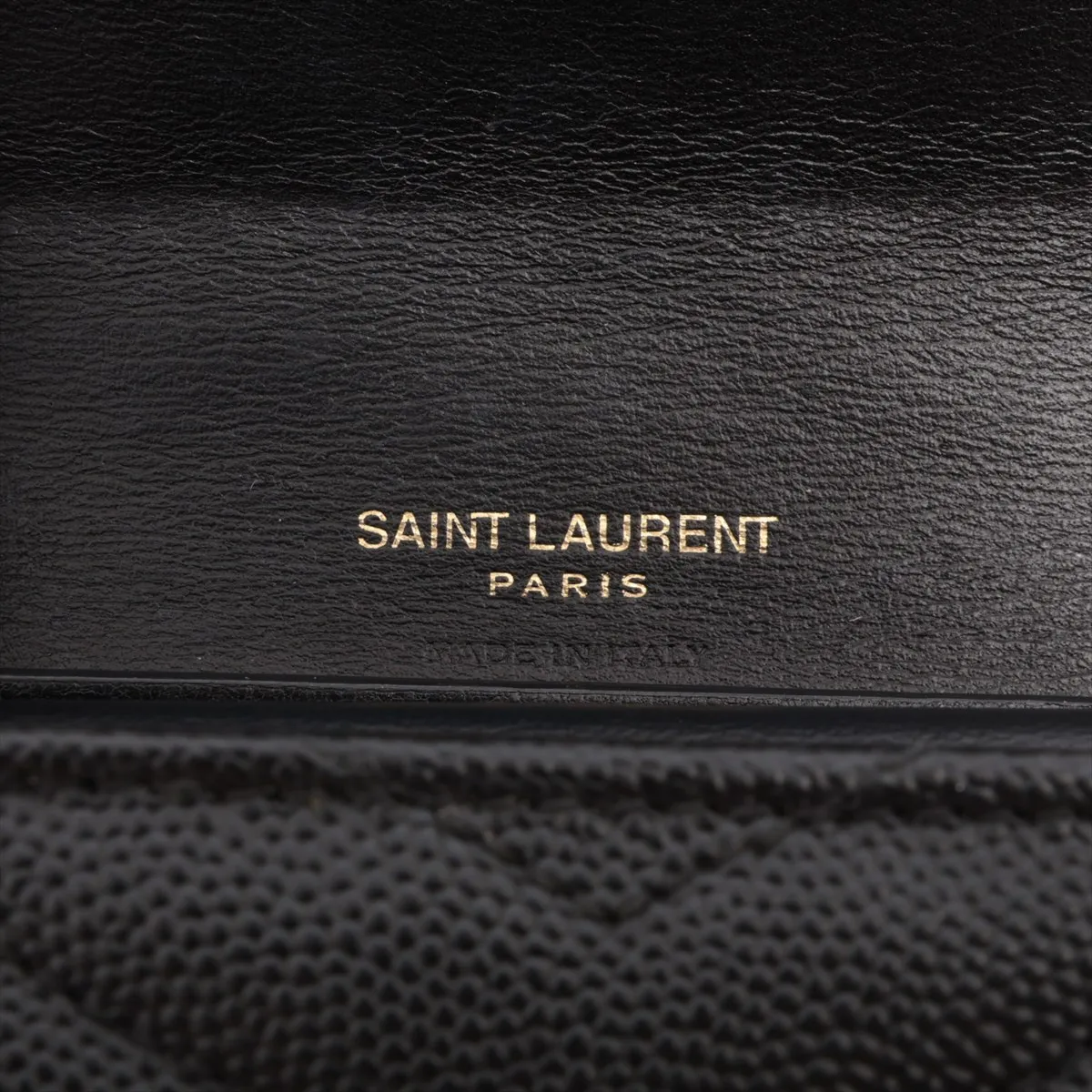 V-stitch YSL logo GNC692061 Leather Compact Wallet Black — view 8