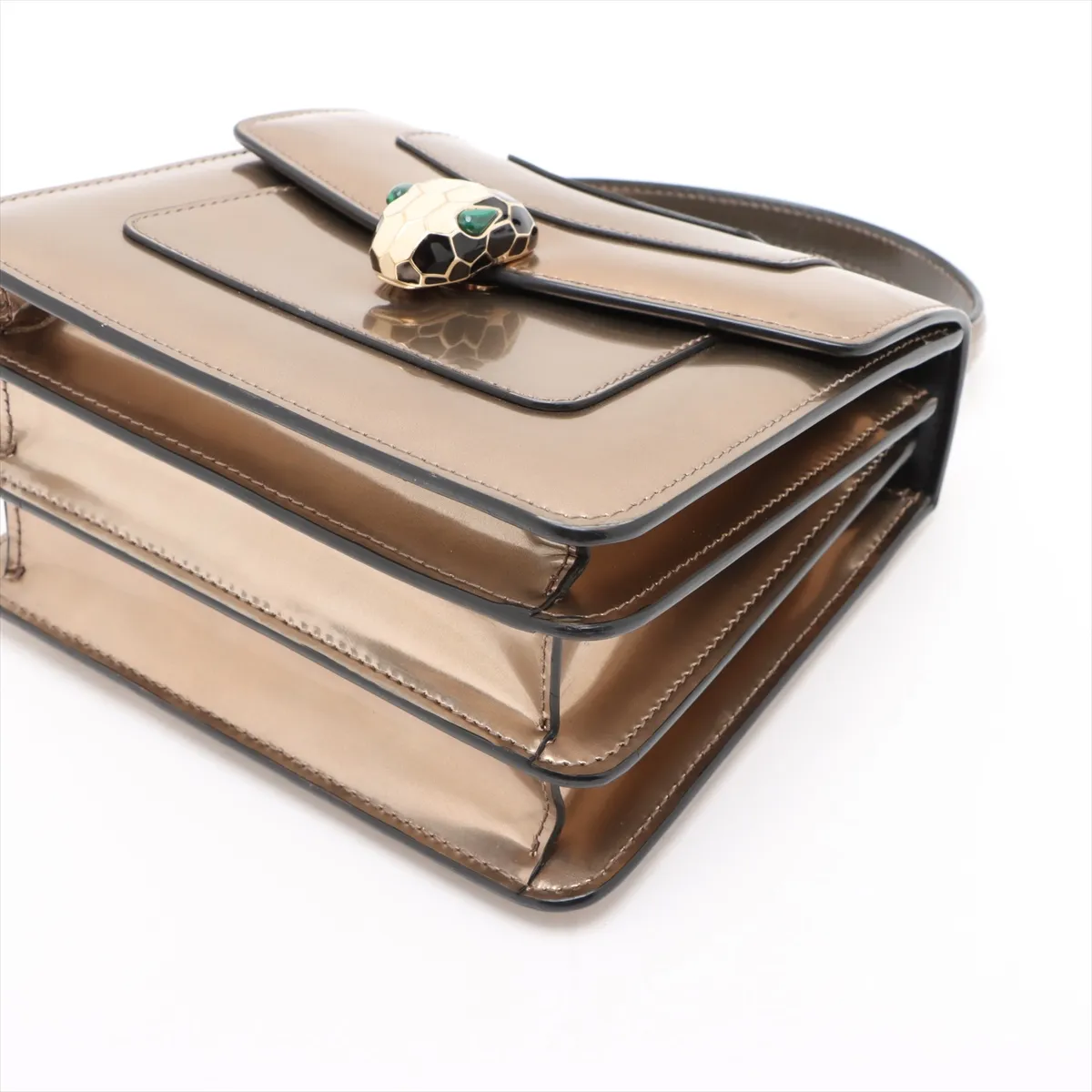 Serpenti Patent Leather 2WAY Handbag Bronze with Mirror — view 3