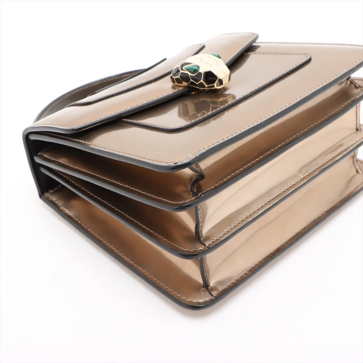 Serpenti Patent Leather 2WAY Handbag Bronze with Mirror — view 4