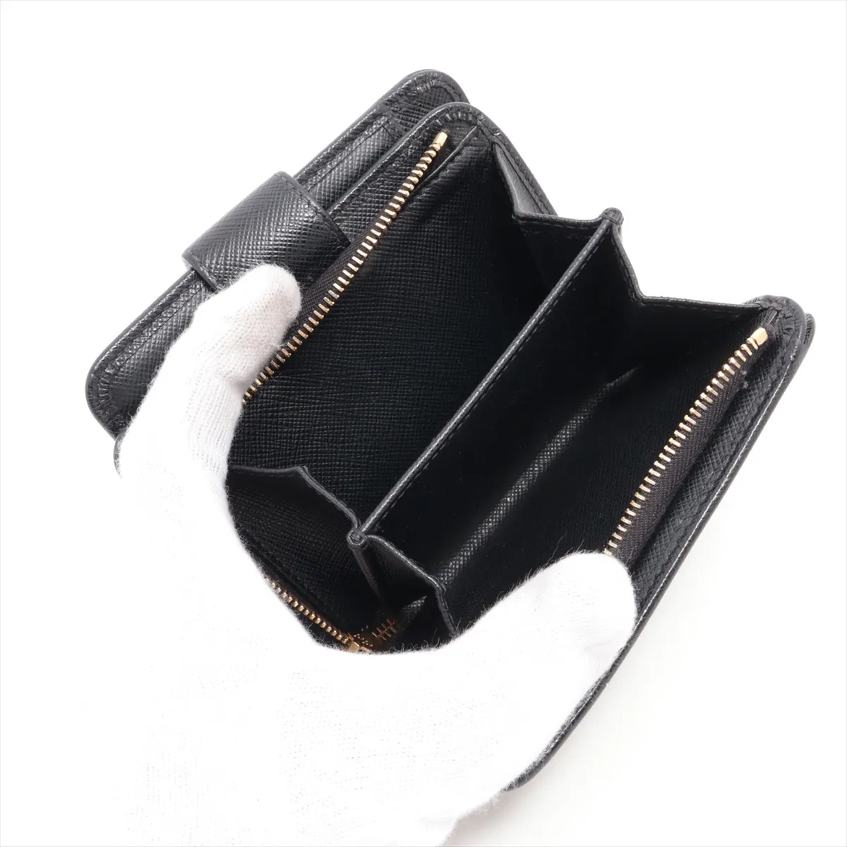 Saffiano Metal 1ML018 Leather Compact Wallet Black — view 5