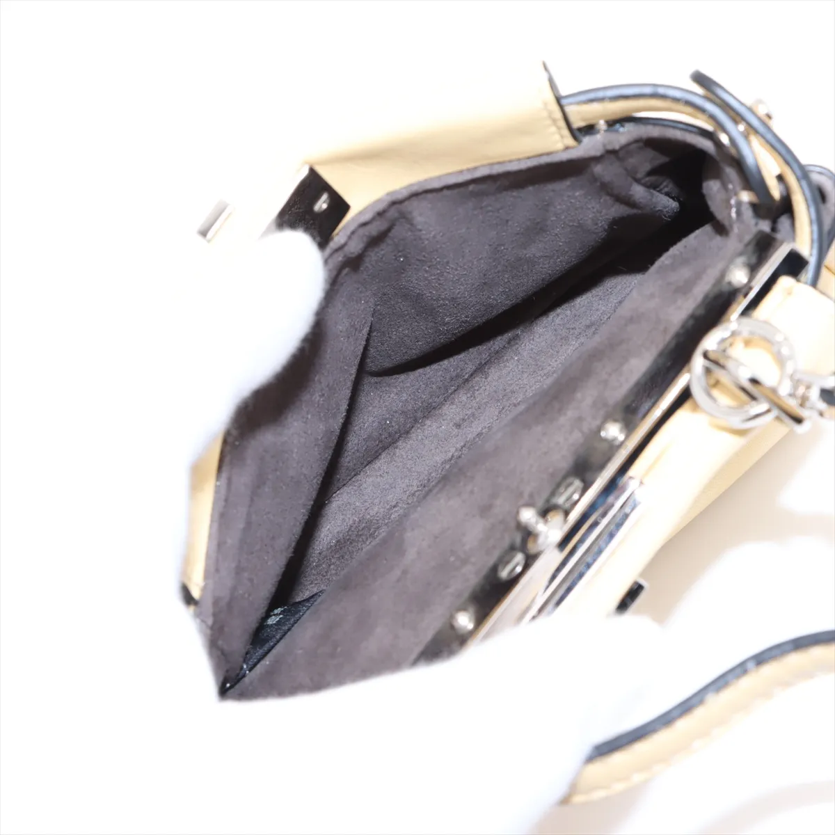 Micro Peekaboo Leather 2WAY Shoulder Bag Yellow Beige 8M0355 — view 8