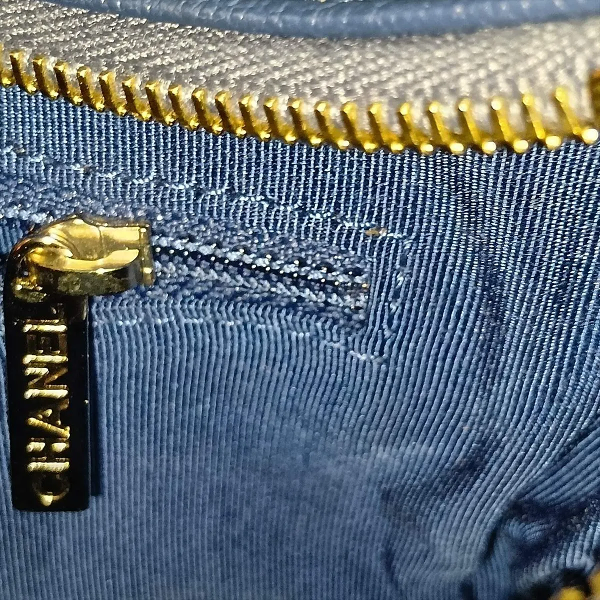 Gabrielle de Chanel Leather x Patent Leather Chain Shoulder Bag, Blue, Gold x Silver Hardware, 25904077, Serial Number 25 — view 13