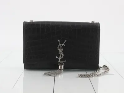 Kate Crocodile Embossed Leather Chain Shoulder Bag