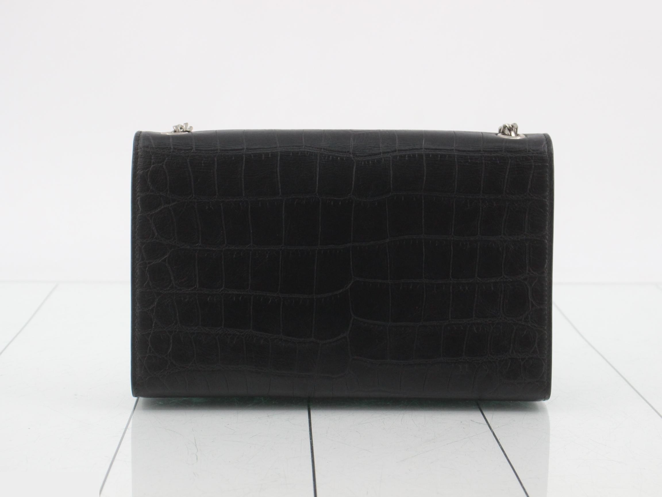 Kate Crocodile Embossed Leather Chain Shoulder Bag — view 2