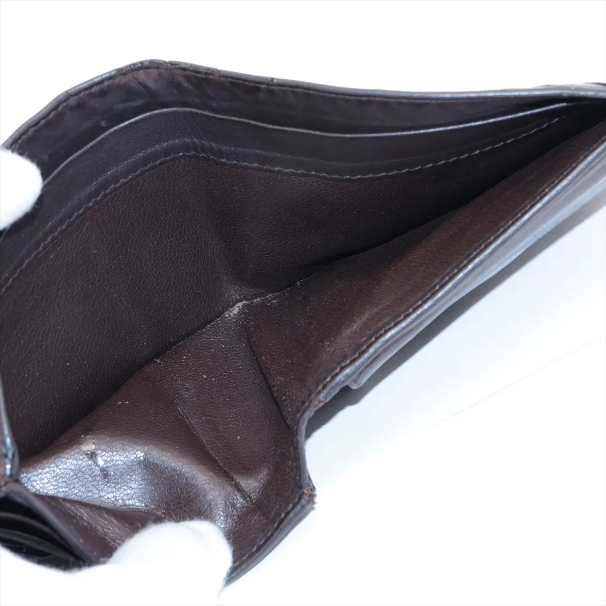 Intrecciato Leather Compact Wallet Brown — view 5