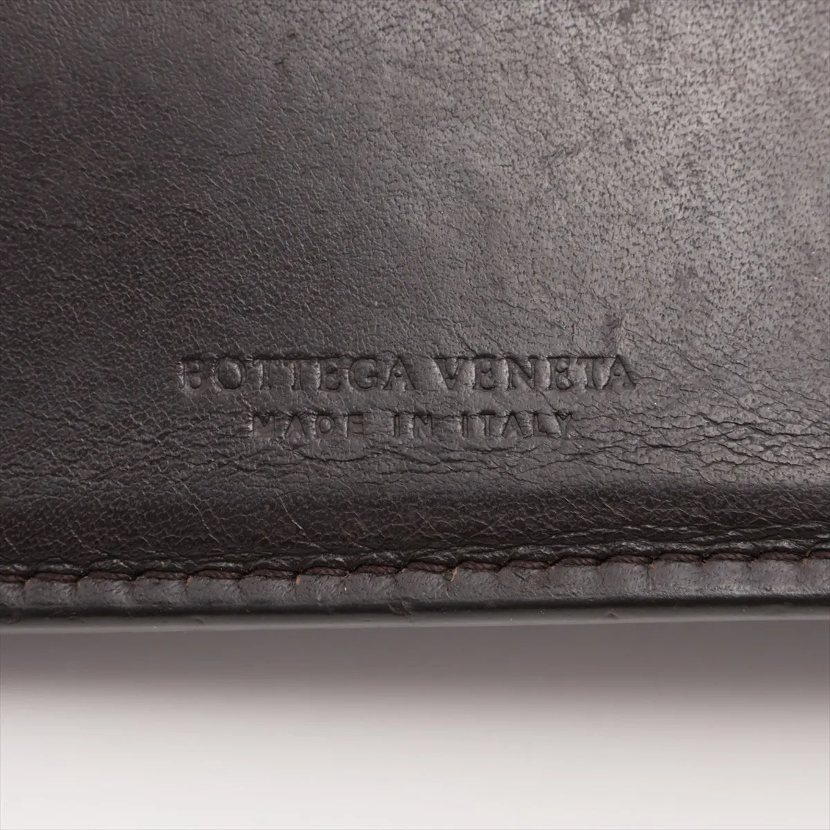 Intrecciato Leather Compact Wallet Brown — view 7