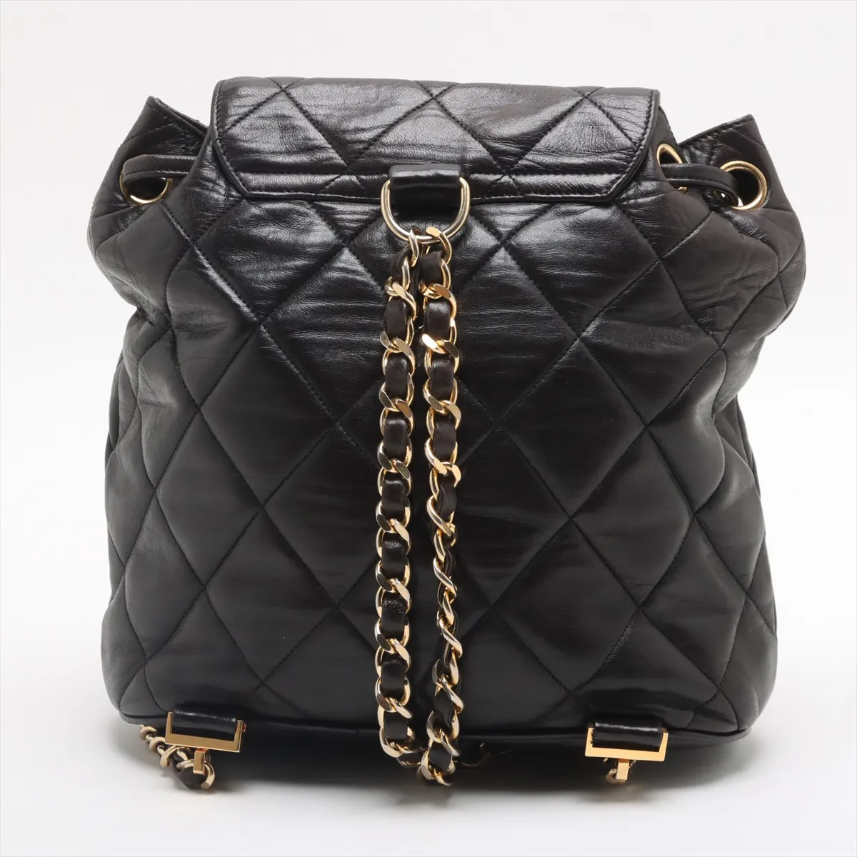 Matelasse Lambskin Chain Backpack Black Gold Hardware 1154224 No. 1 — view 2