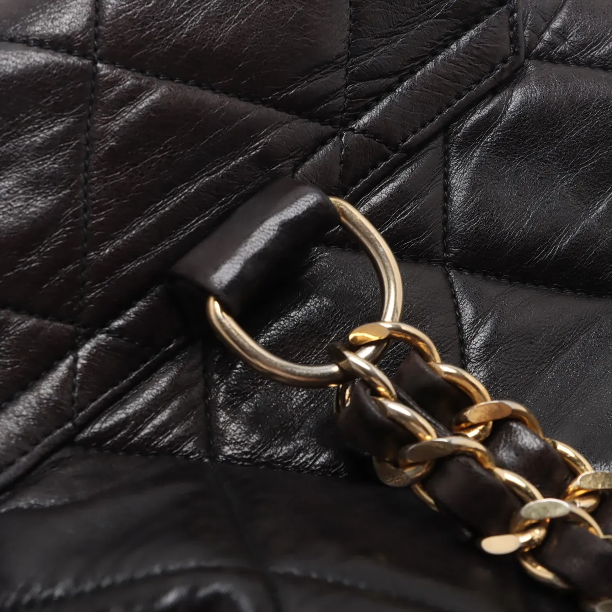 Matelasse Lambskin Chain Backpack Black Gold Hardware 1154224 No. 1 — view 11