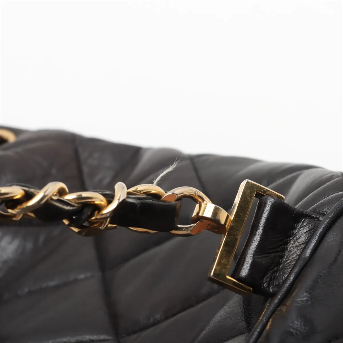 Matelasse Lambskin Chain Backpack Black Gold Hardware 1154224 No. 1 — view 12