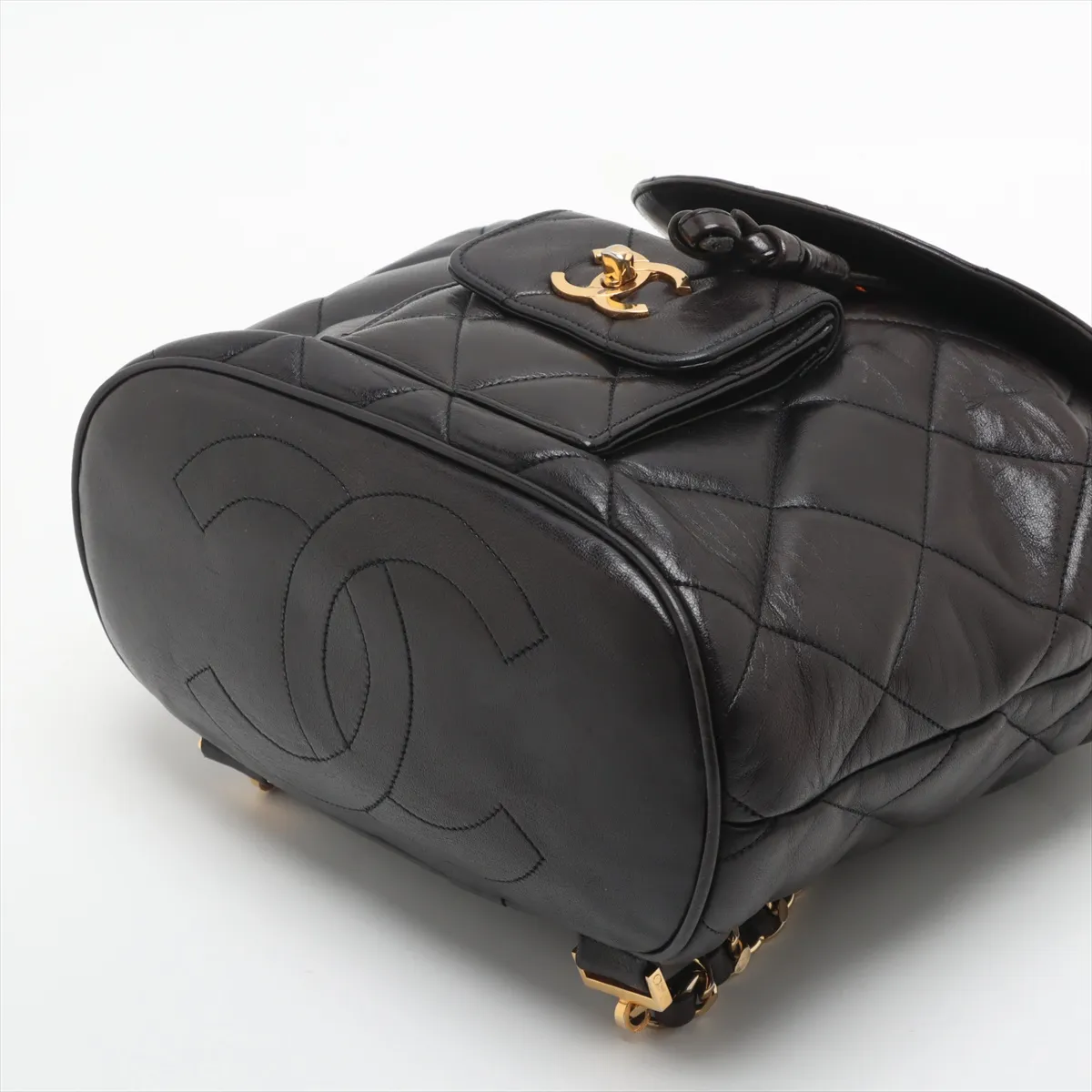 Matelasse Lambskin Chain Backpack Black Gold Hardware 1154224 No. 1 — view 3