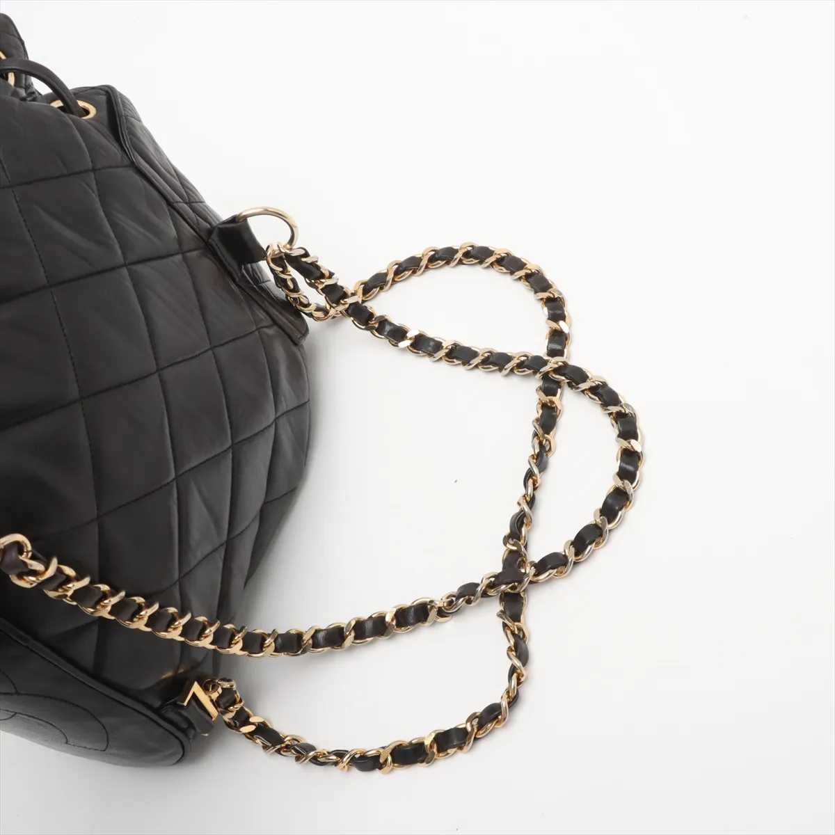 Matelasse Lambskin Chain Backpack Black Gold Hardware 1154224 No. 1 — view 6