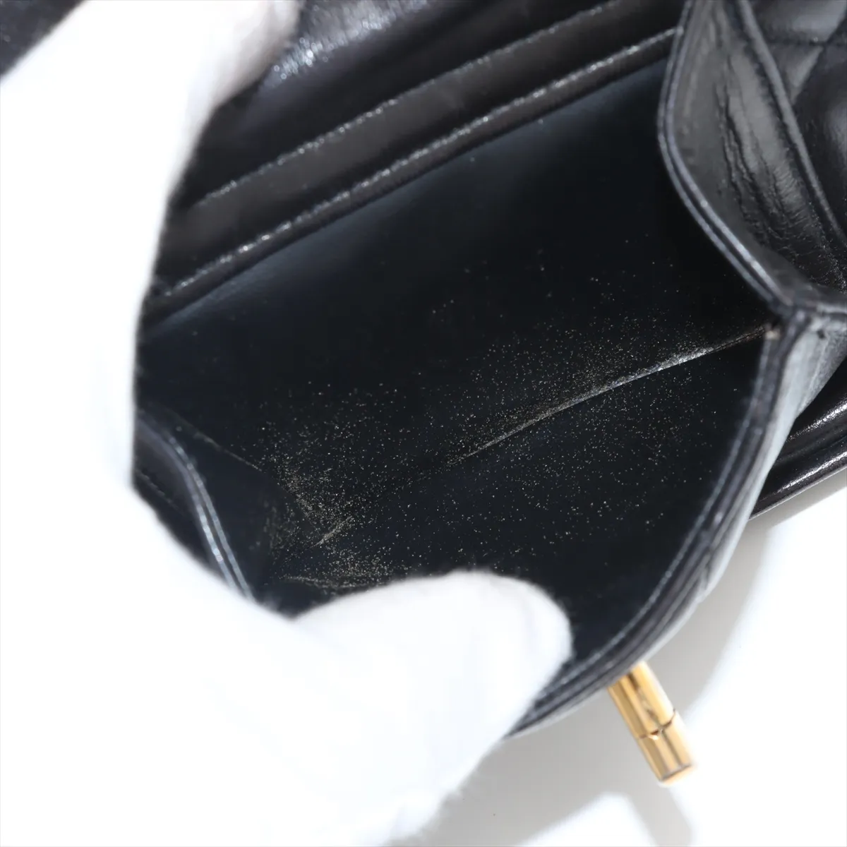 Matelasse Lambskin Chain Backpack Black Gold Hardware 1154224 No. 1 — view 9