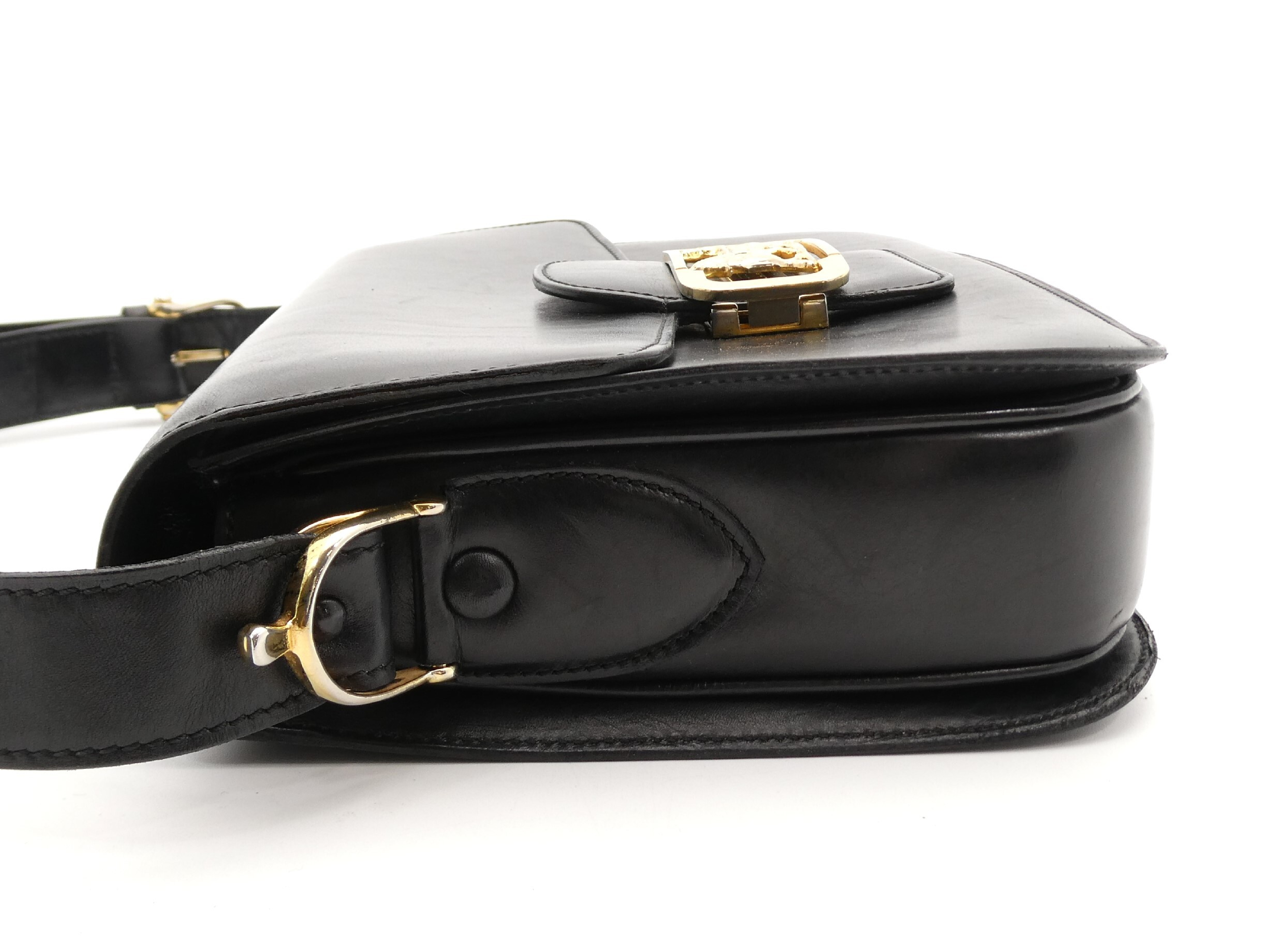 leather shoulder bag with carriage hardware — view 3