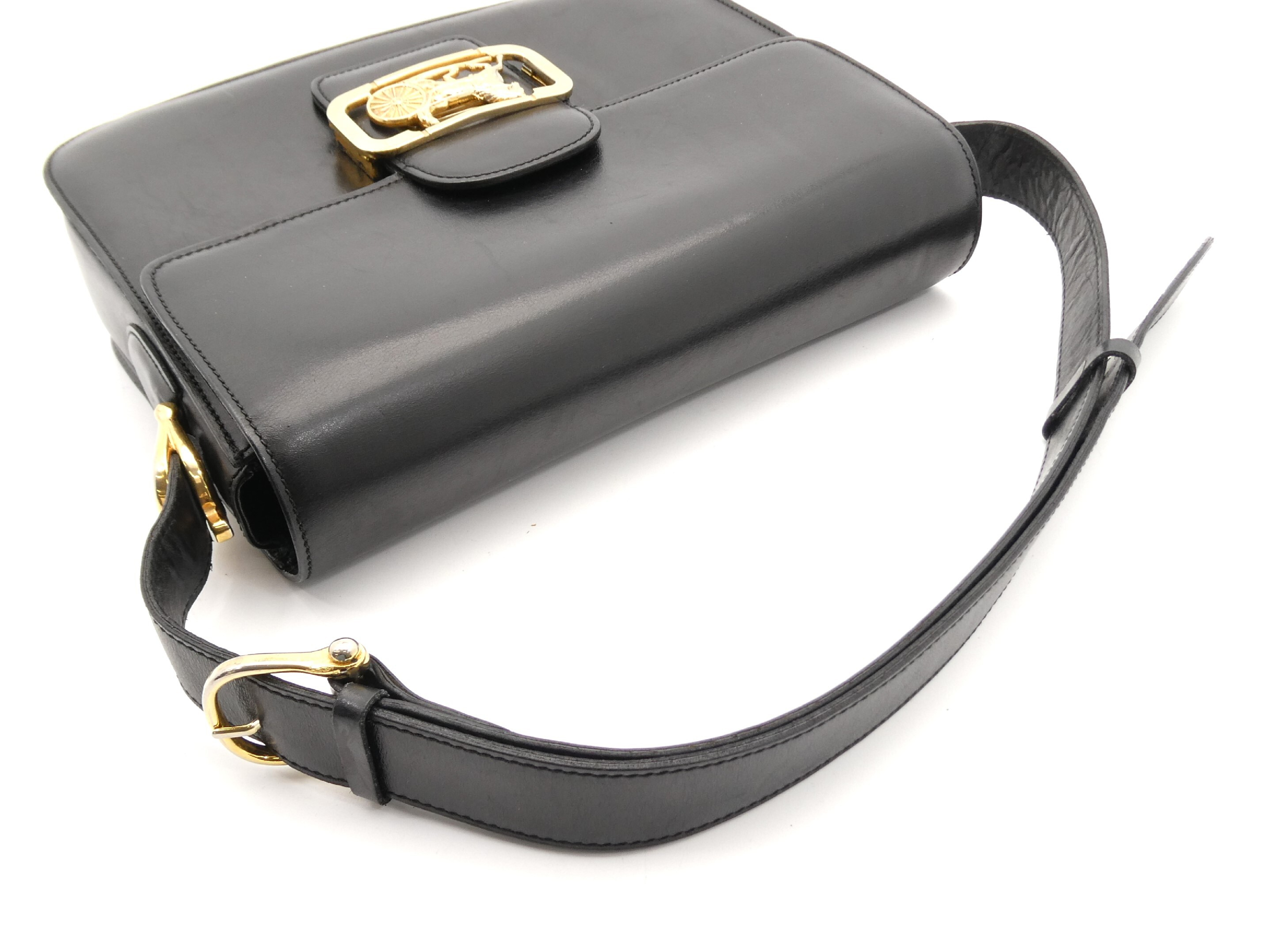 leather shoulder bag with carriage hardware — view 6