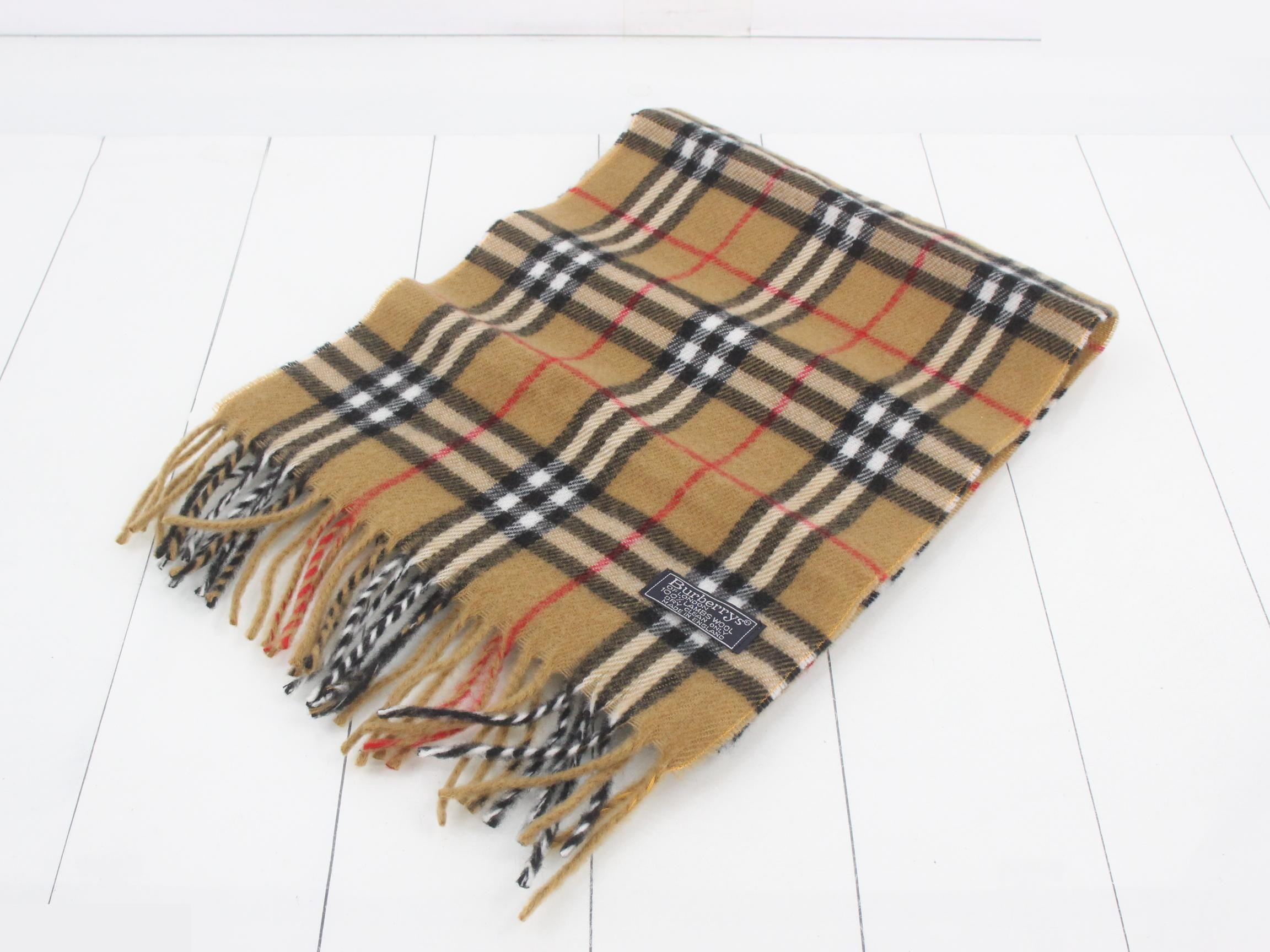 Nova Check Scarf, Beige, 100% Wool