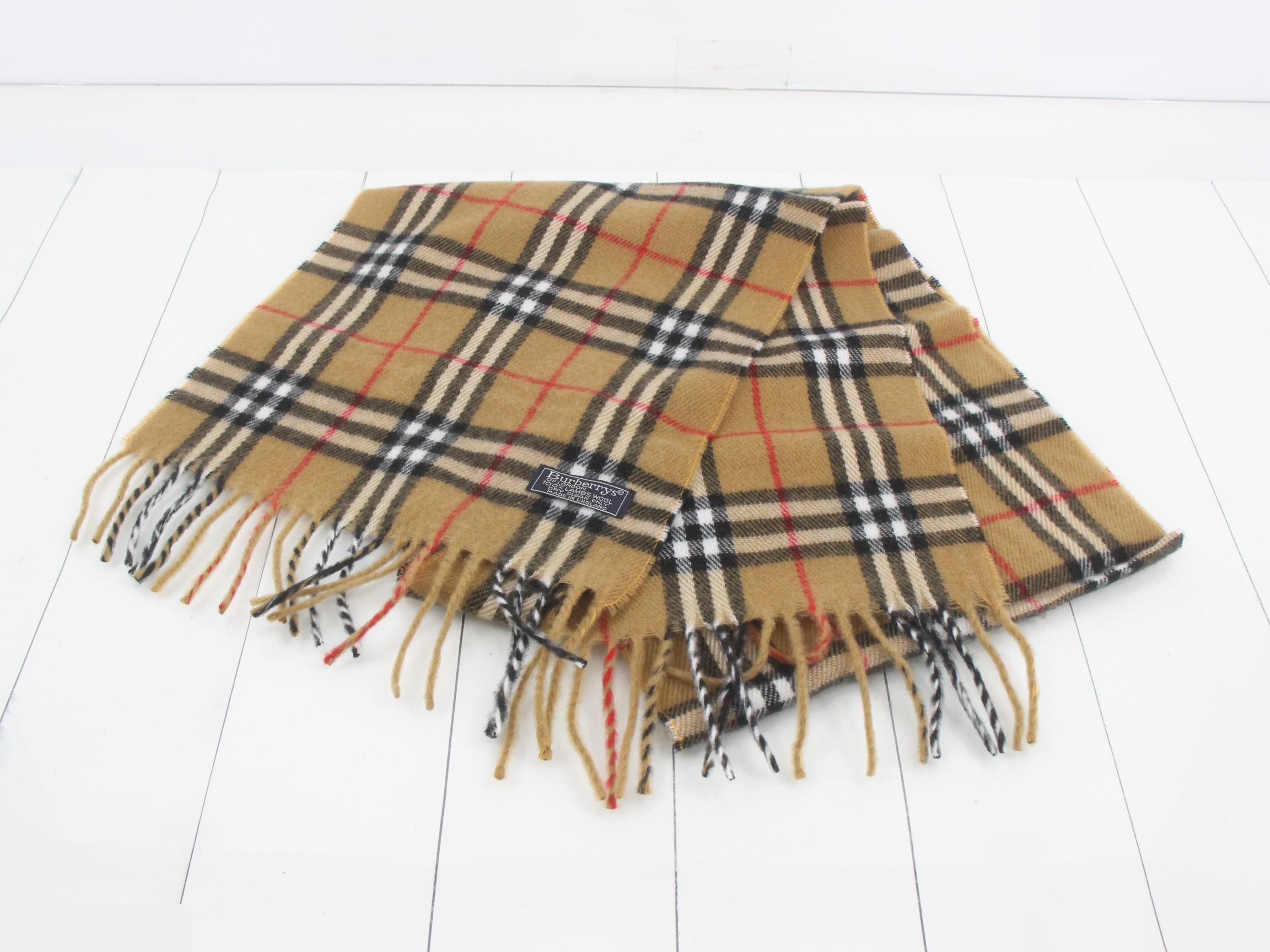 Nova Check Scarf, Beige, 100% Wool — view 2