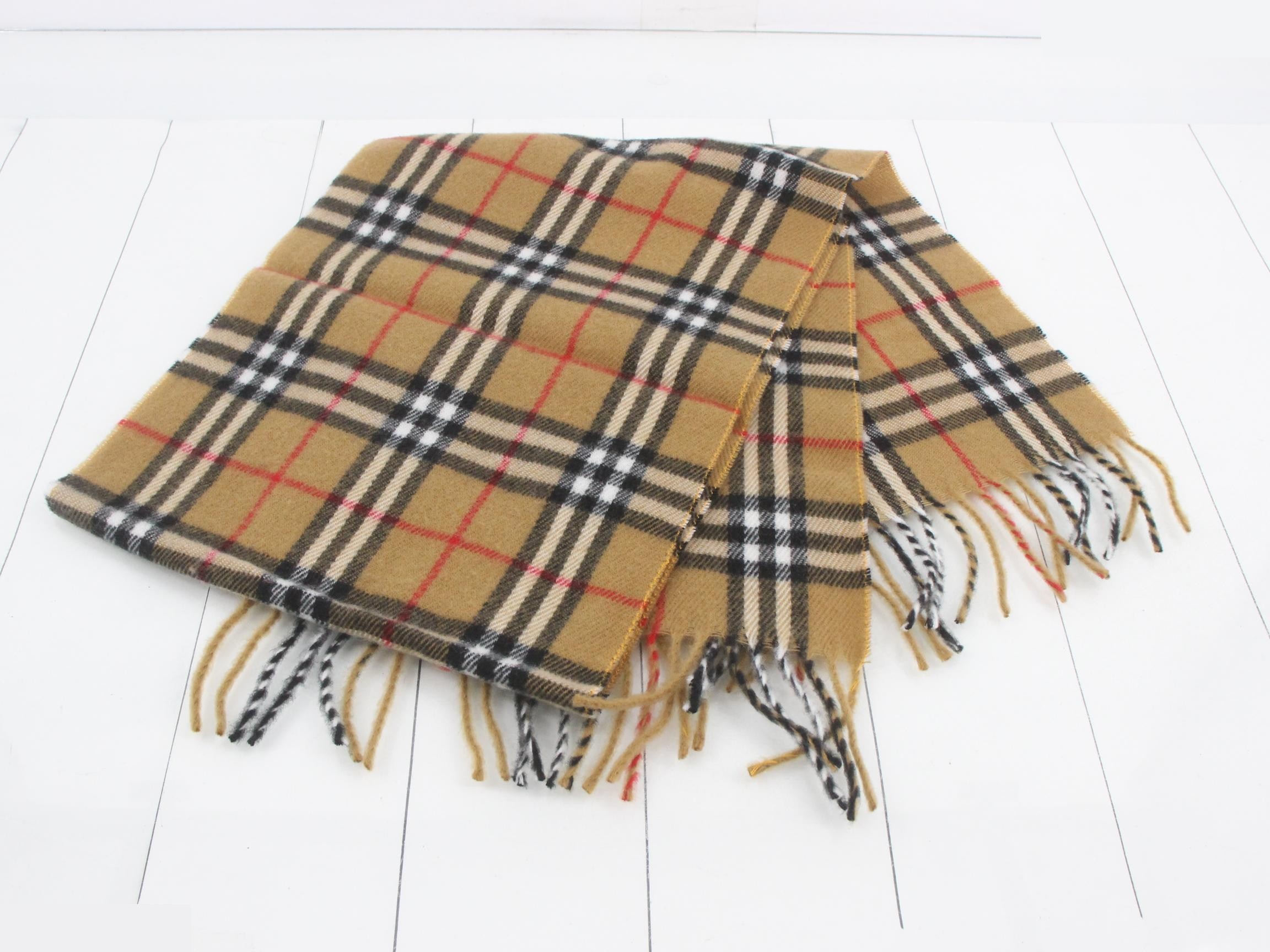 Nova Check Scarf, Beige, 100% Wool — view 3