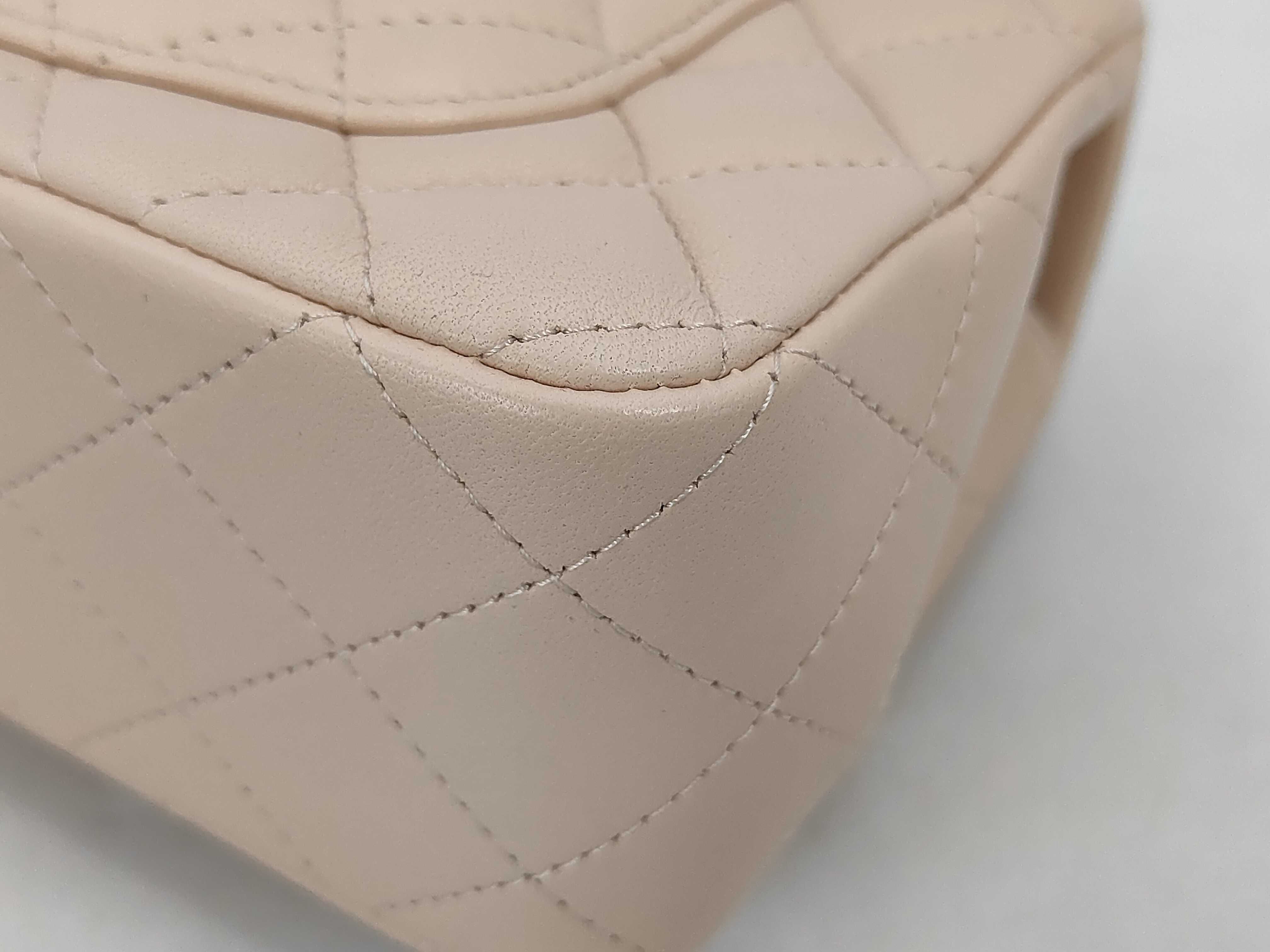 Matelassé Top Handle 2-Way Shoulder Bag, Lambskin, Beige, with Plate. — view 3