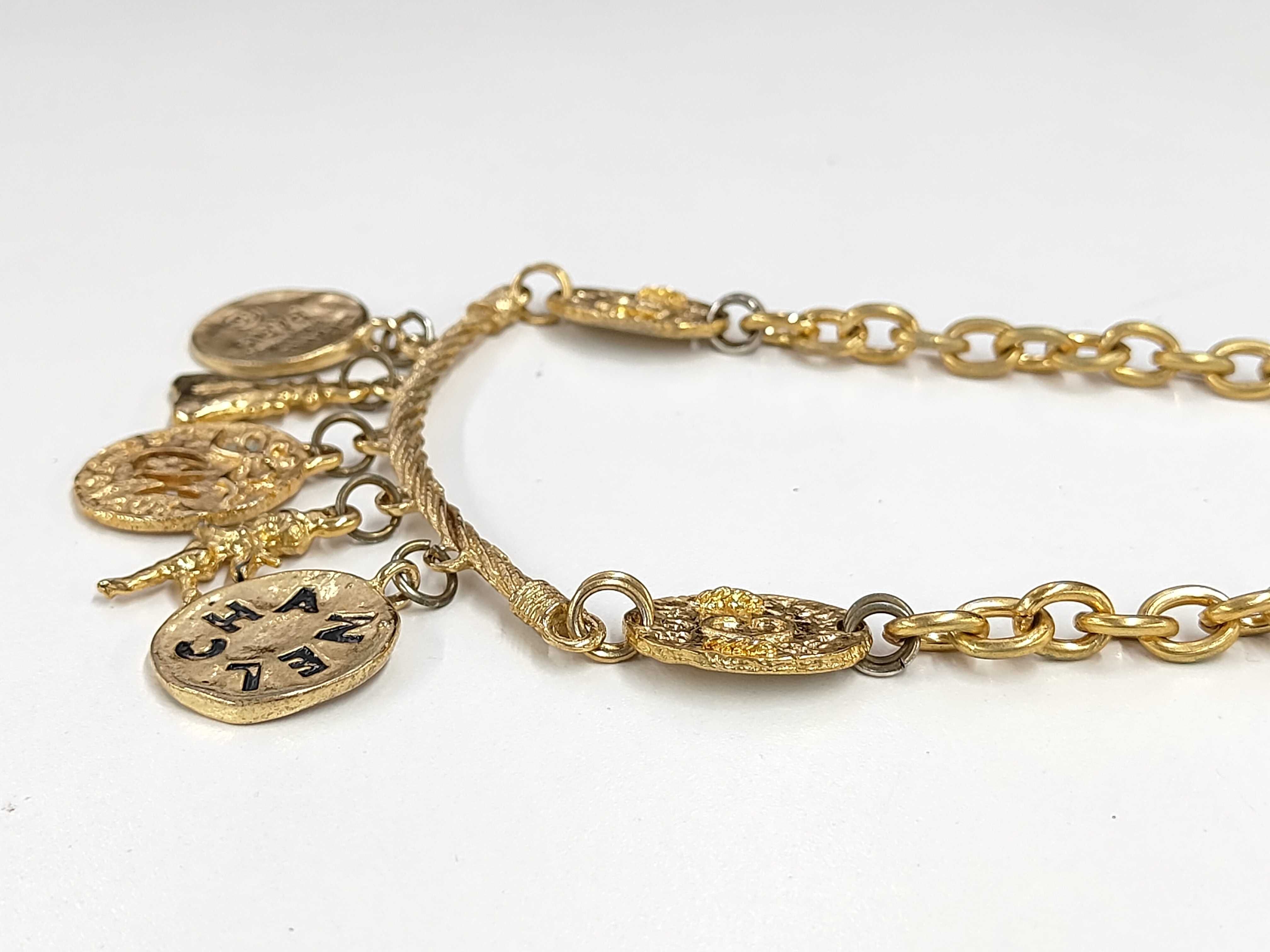 Vintage Charm Necklace, Gold Tone, Coin and Angel Design, Neck Circumference Approx. 50cm — view 3