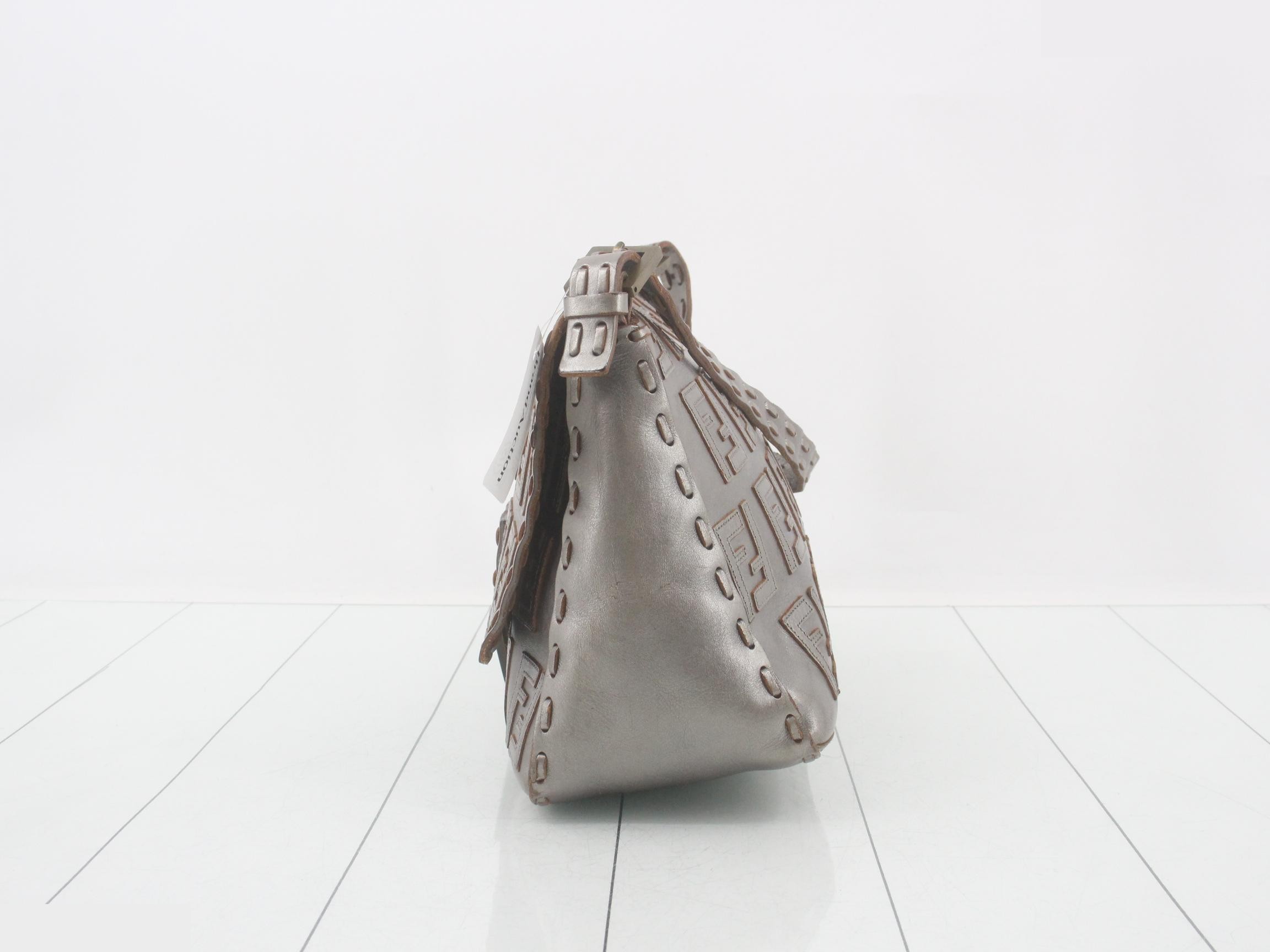 Mamma Baguette Zucca Pattern Leather Semi-Shoulder Bag — view 3