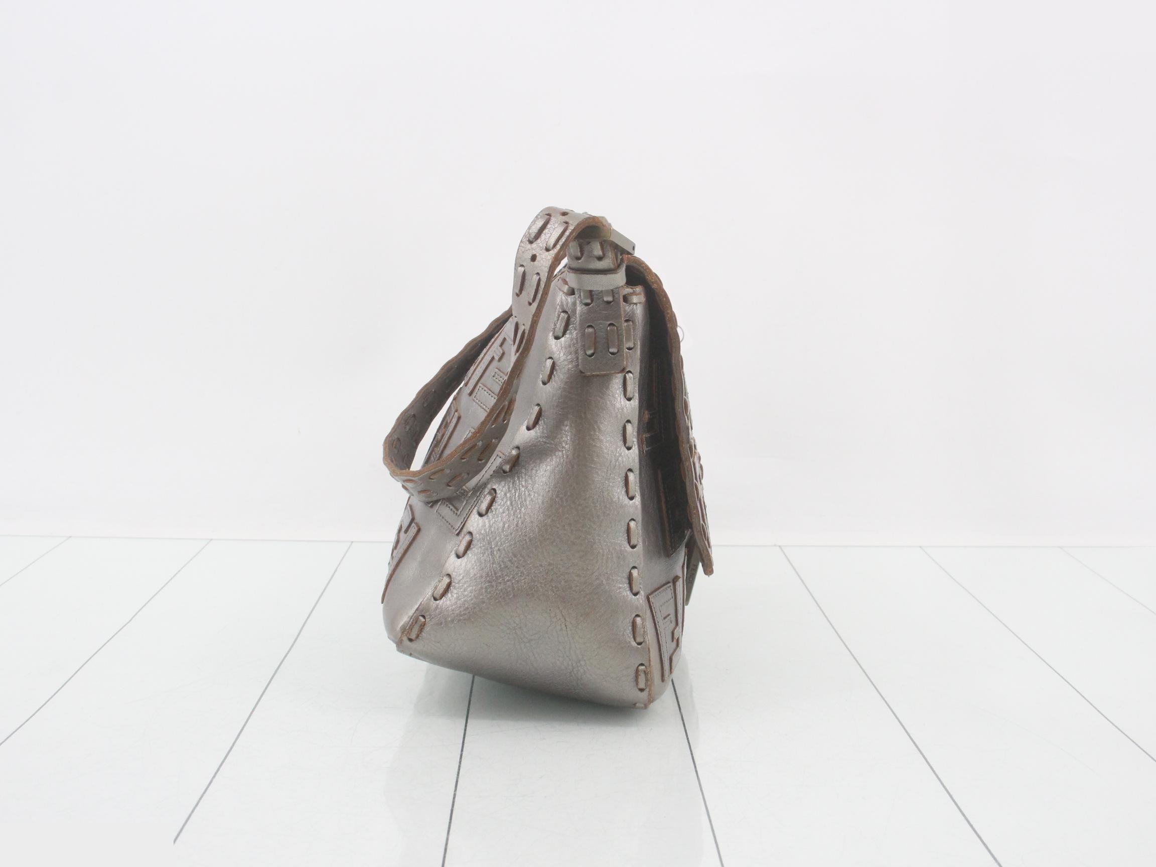 Mamma Baguette Zucca Pattern Leather Semi-Shoulder Bag — view 4