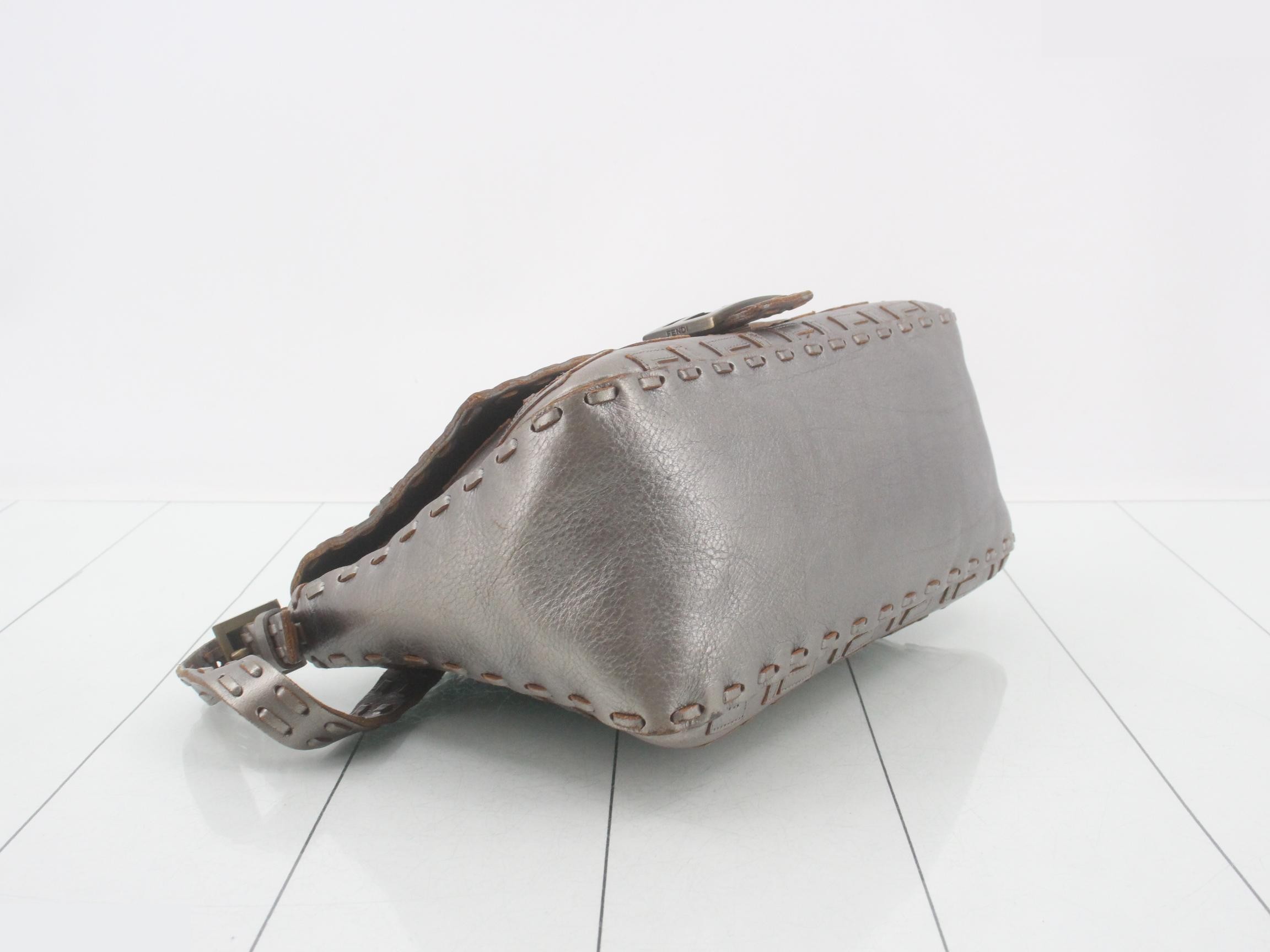 Mamma Baguette Zucca Pattern Leather Semi-Shoulder Bag — view 5