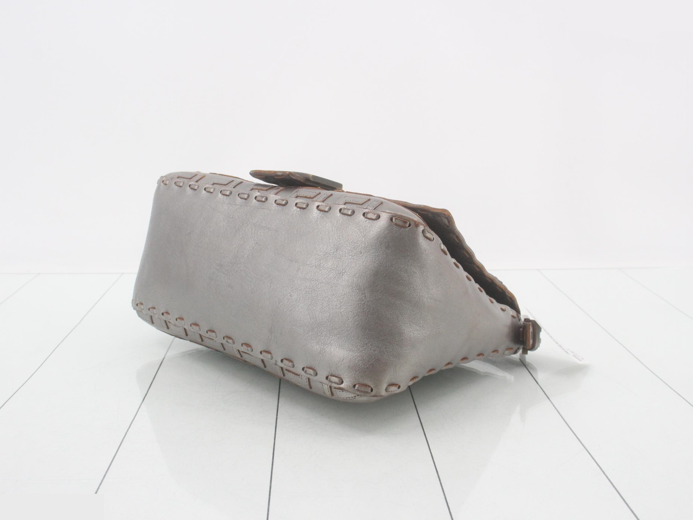 Mamma Baguette Zucca Pattern Leather Semi-Shoulder Bag — view 6